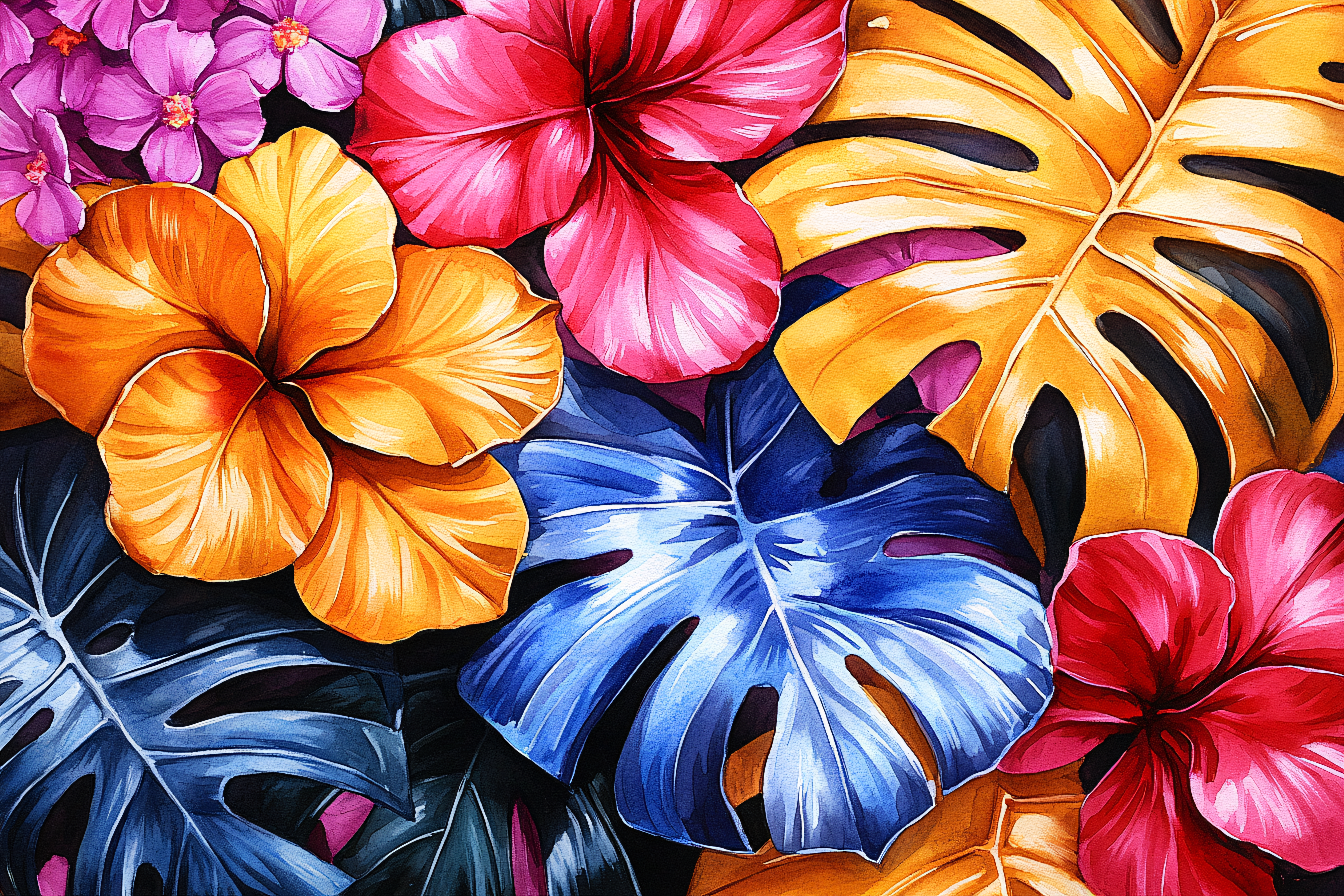 Tropical Floral Watercolor Painting