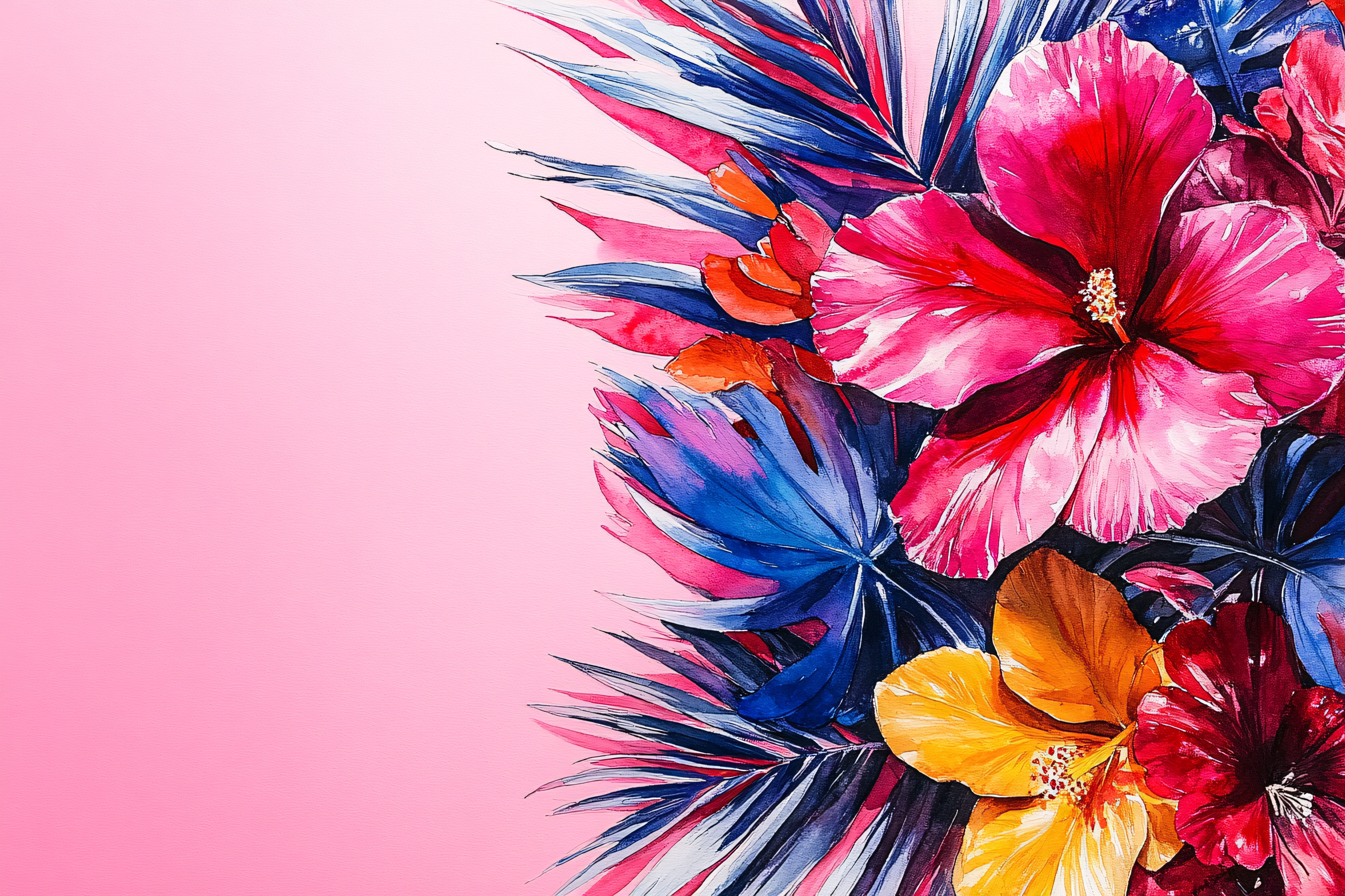 Tropical Hibiscus Watercolor