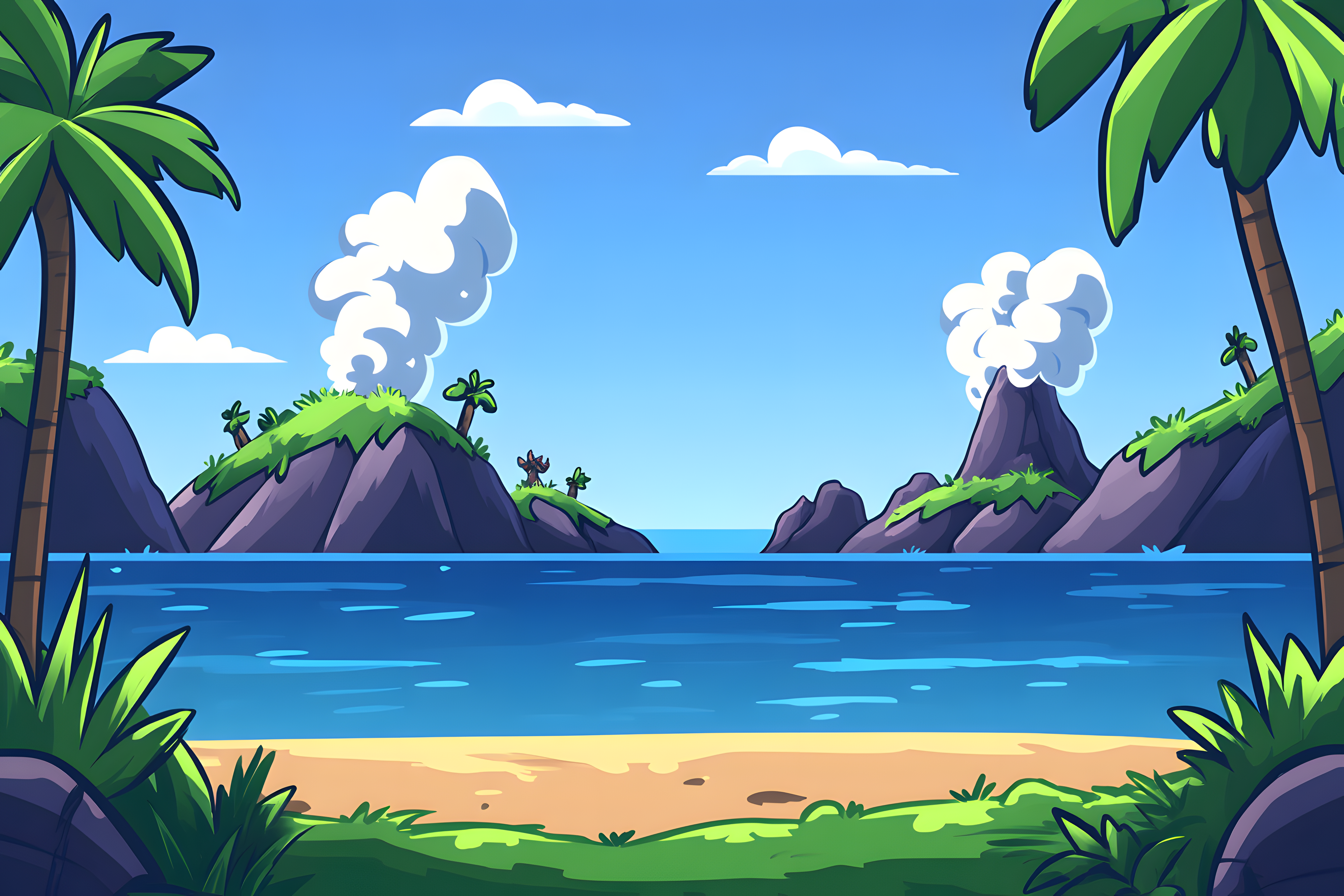 Tropical Island Volcano Landscape