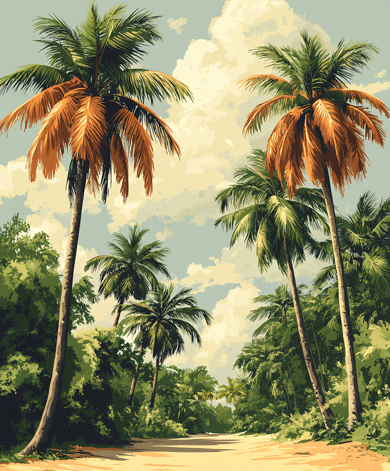Tropical Palm Lined Path