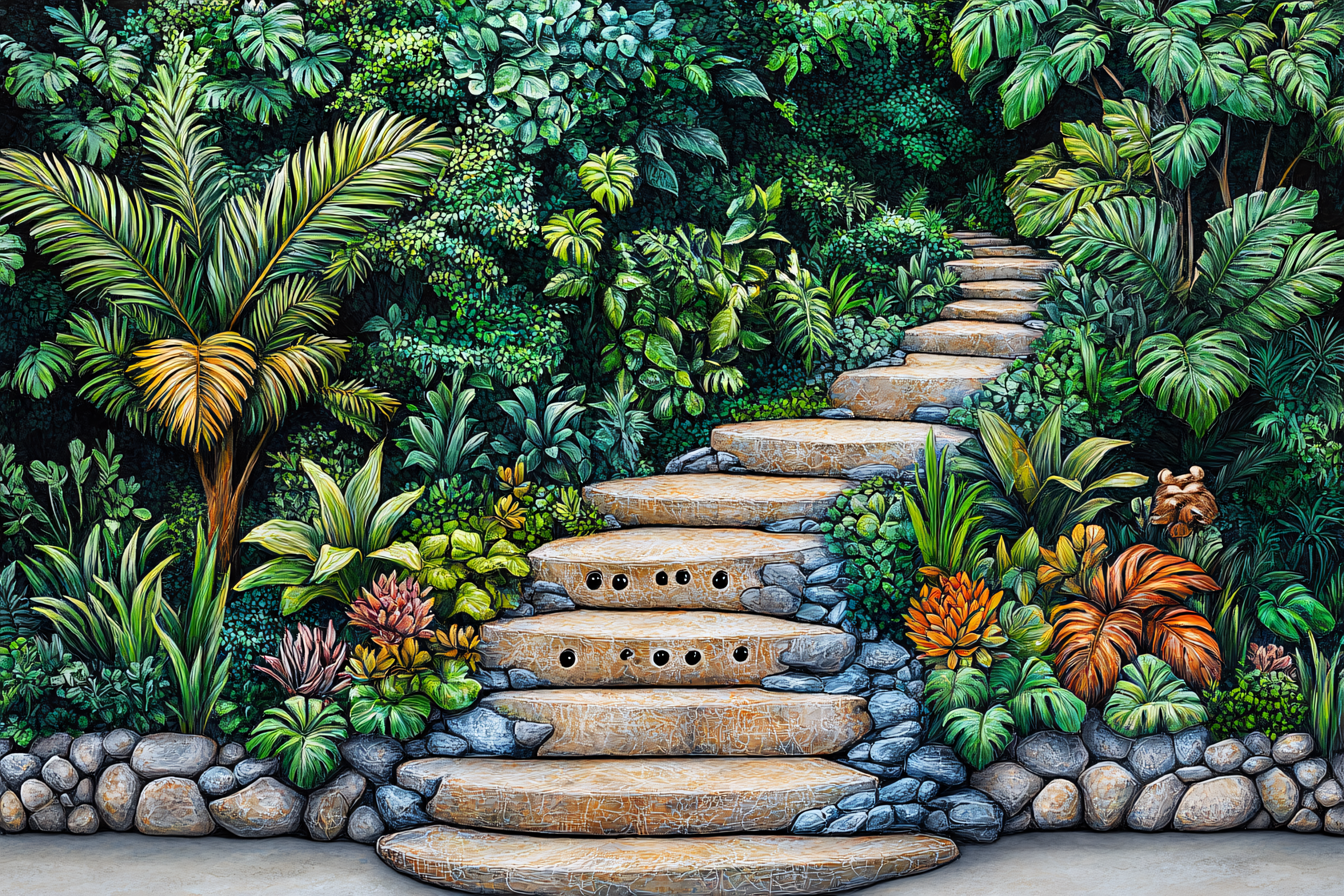 Tropical Stone Staircase Path