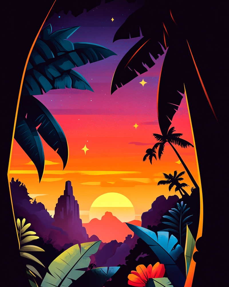 Tropical Sunset Scene