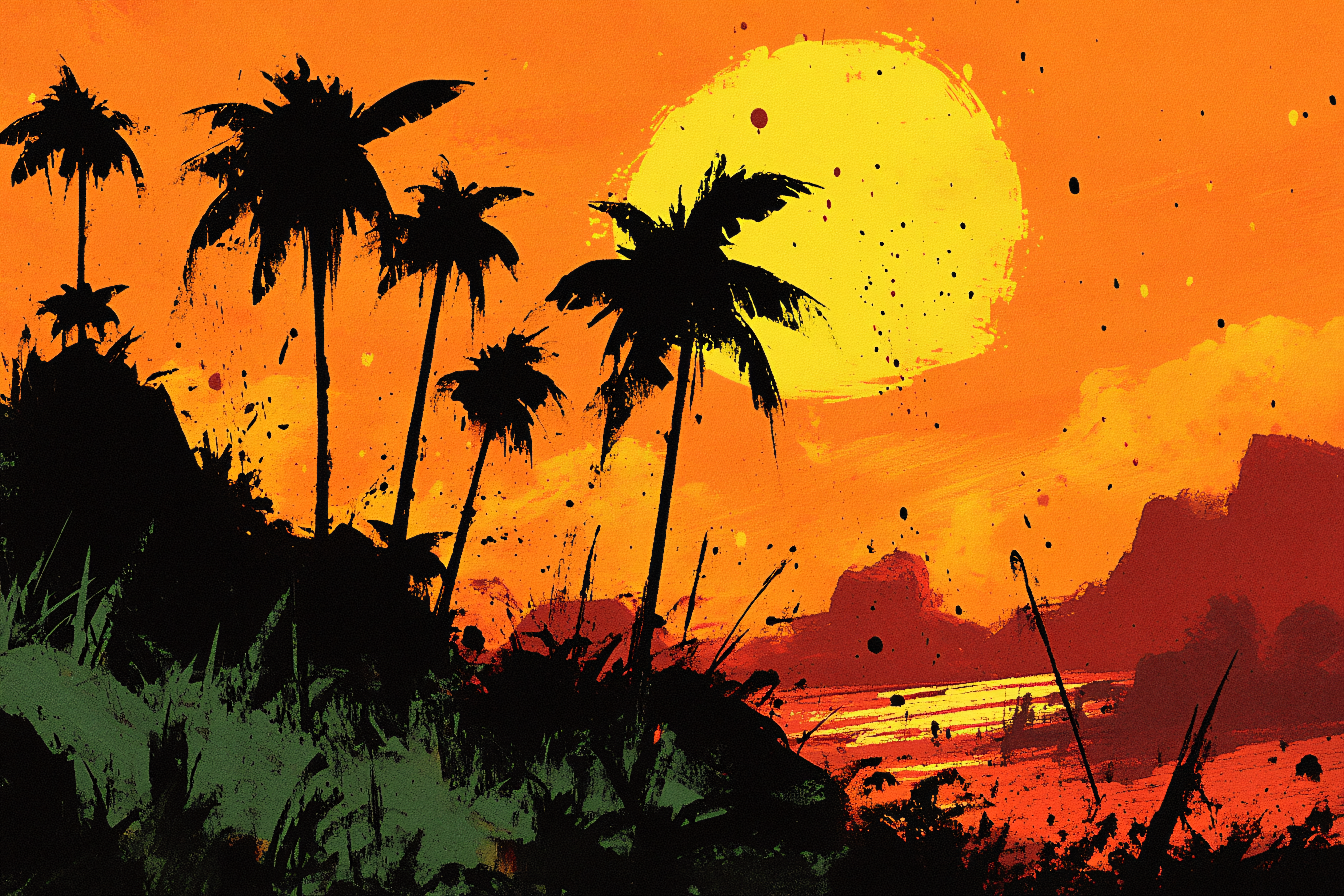 Tropical Sunset Silhouette