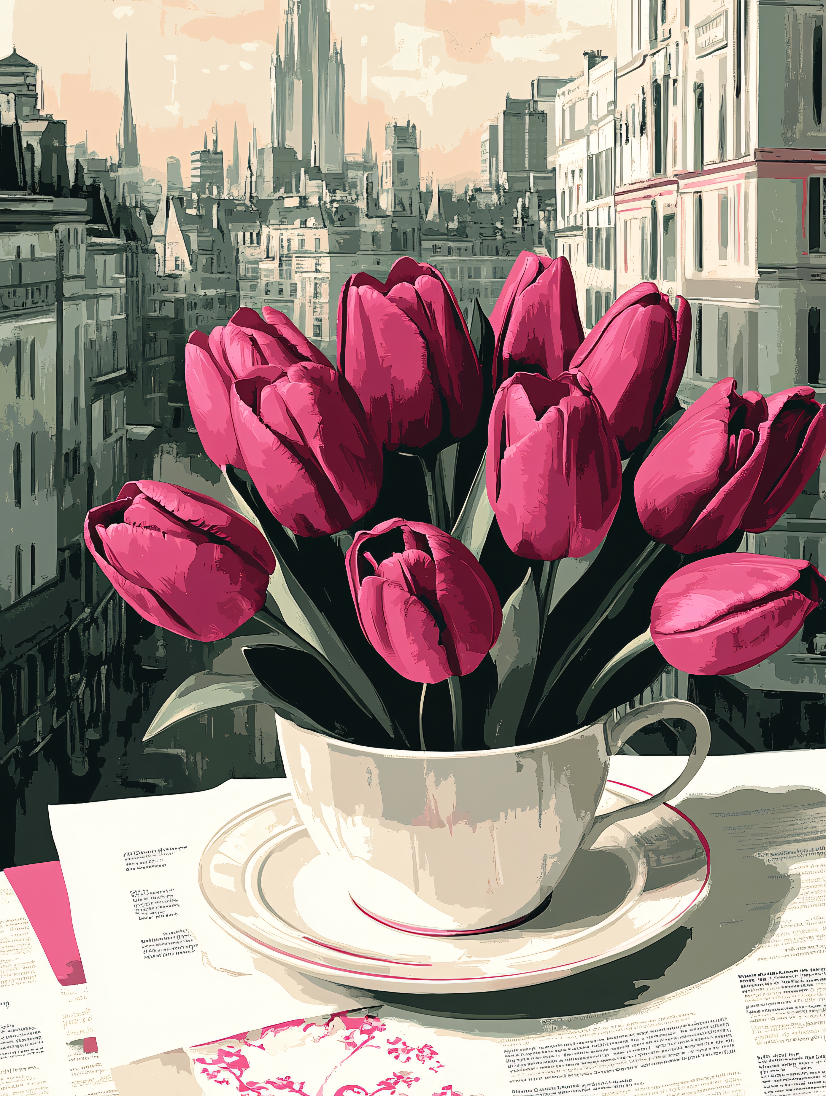 Tulips in Teacup City View