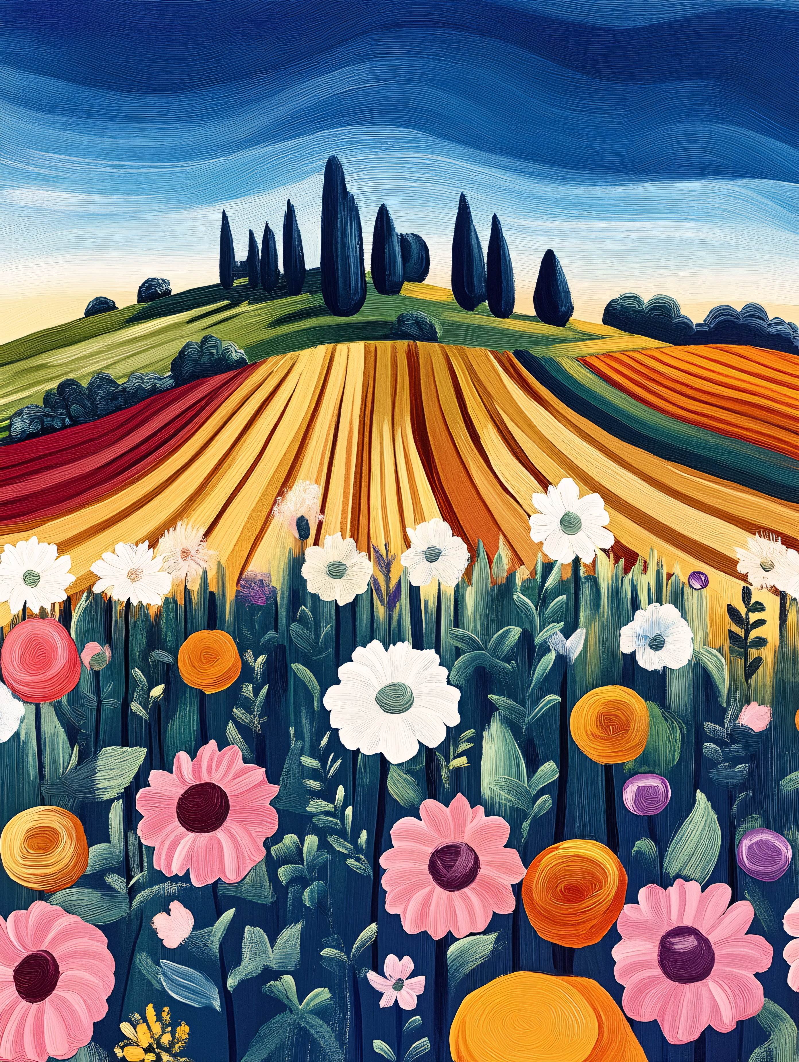 Tuscan Fields Of Flowers