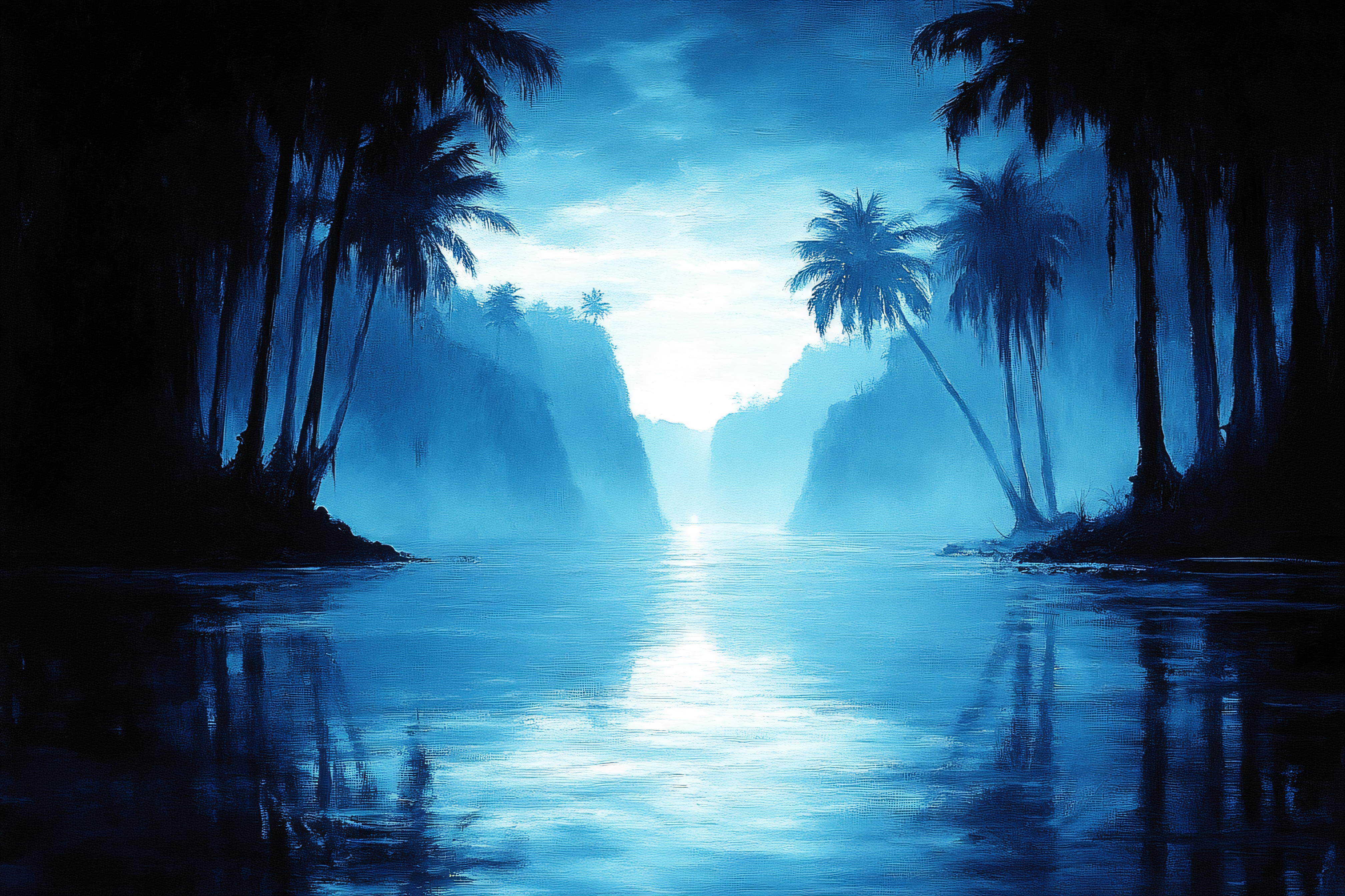 Twilight Palms Reflection