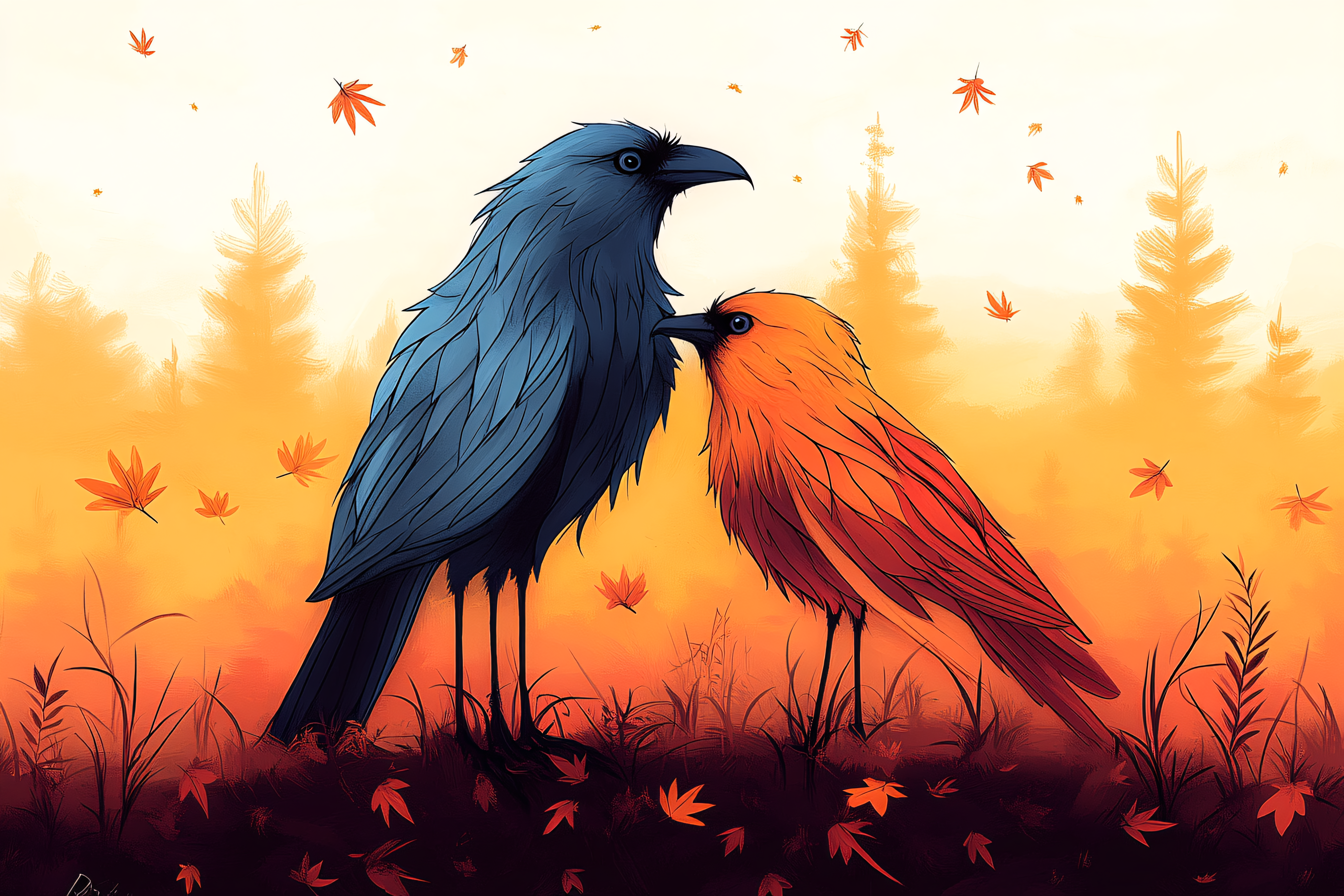 Two Birds In Autumn