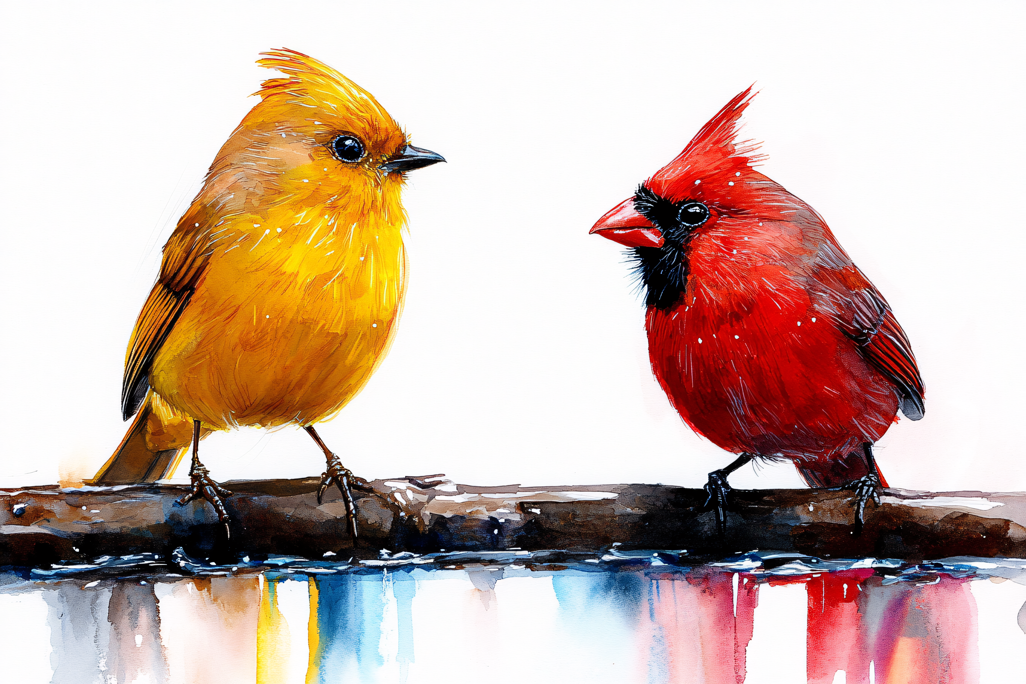 Two Birds Watercolor Painting