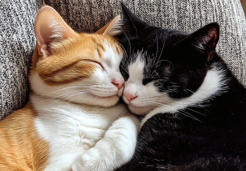 Two Cats Cuddling