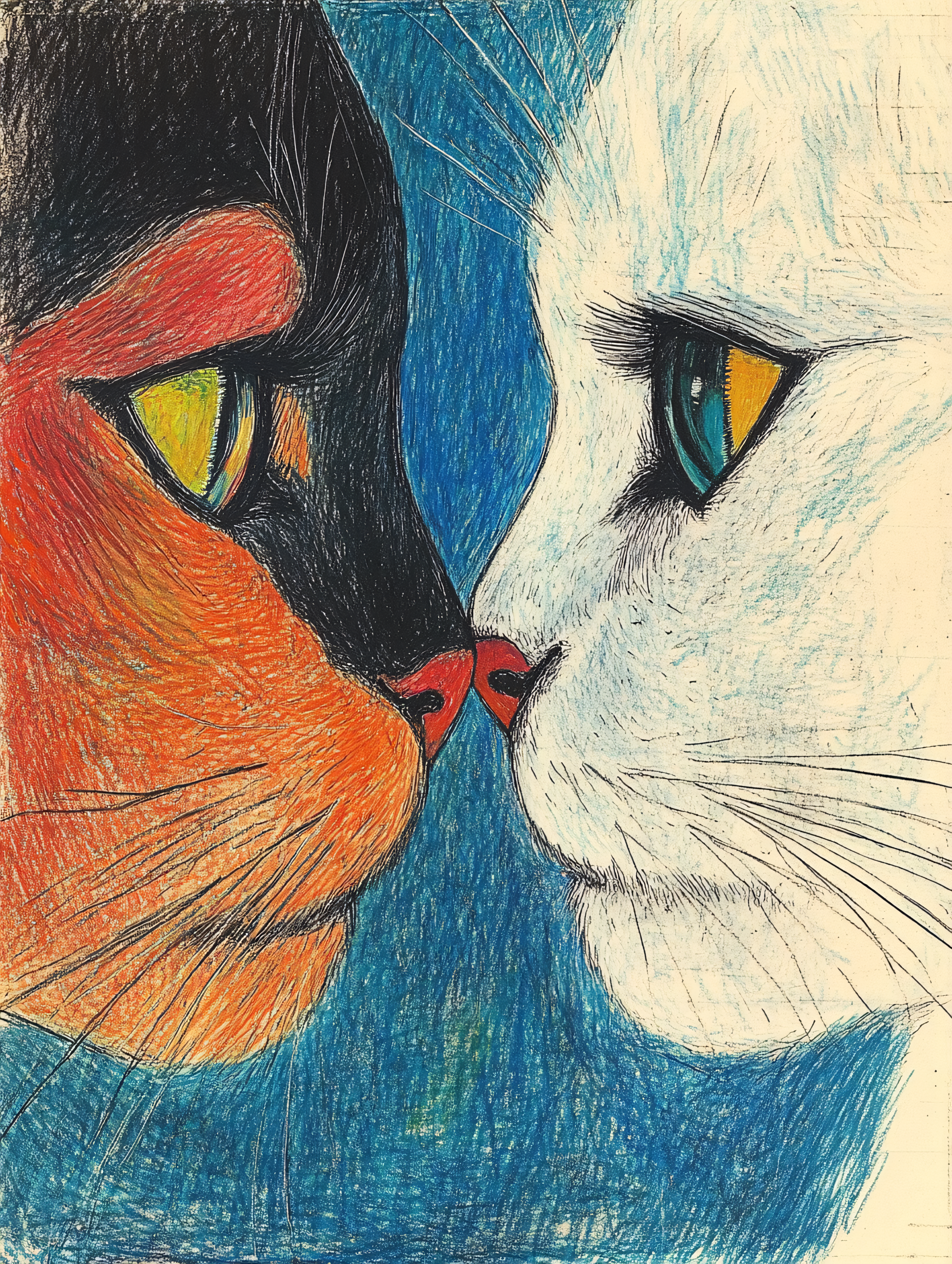 Two Cats Kissing