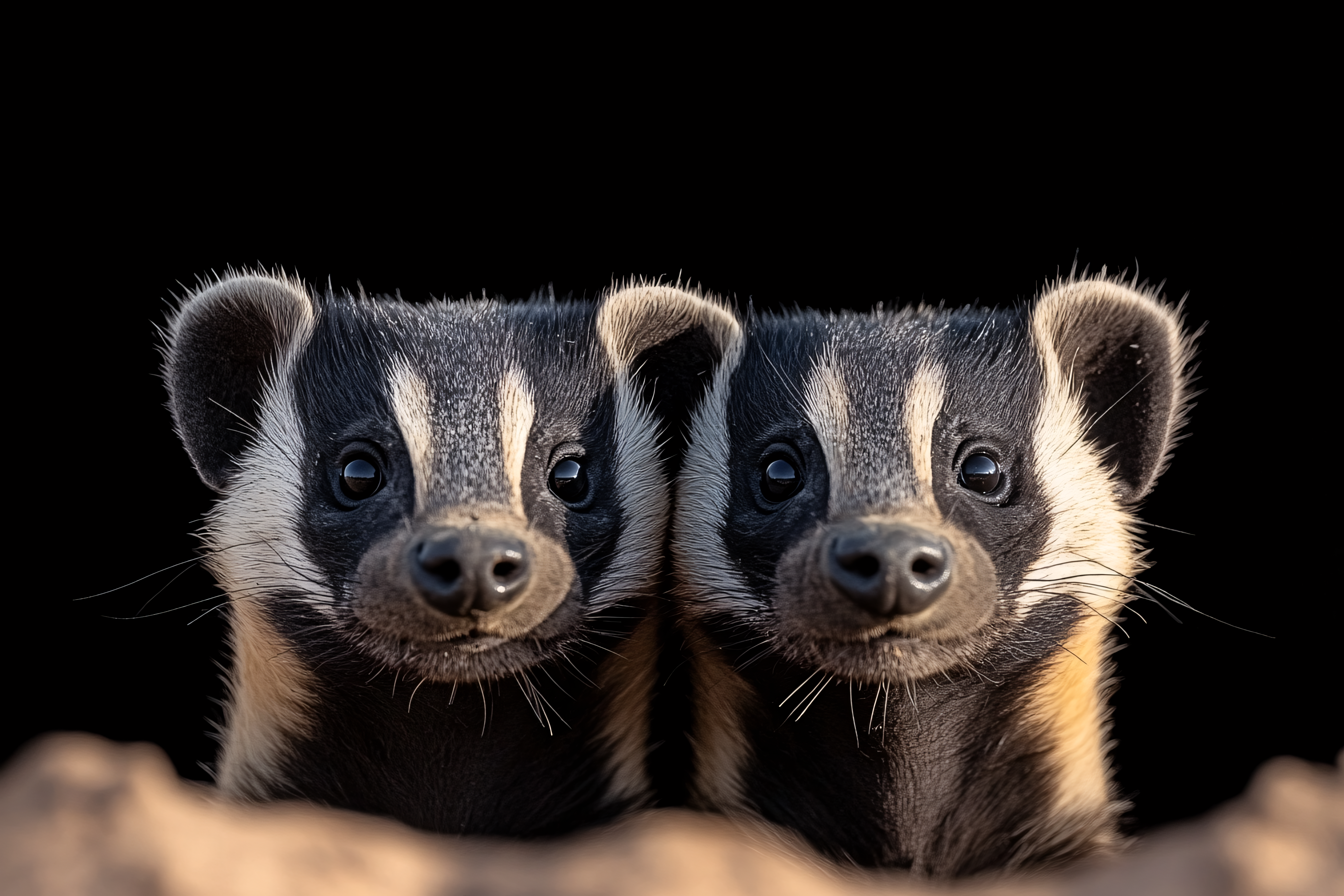 Two Curious Badgers Peeking Out