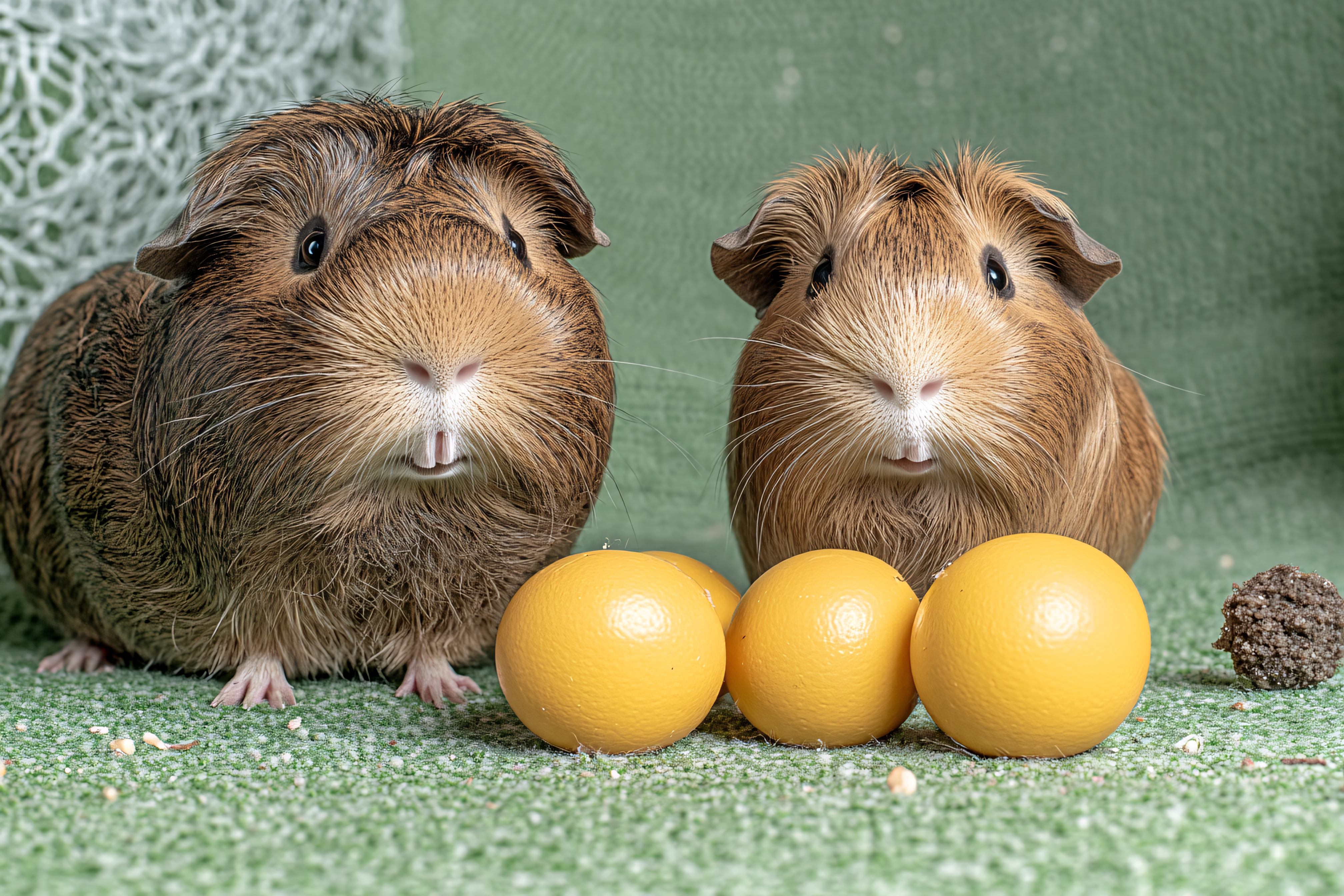 Two Guinea Pigs with Oranges