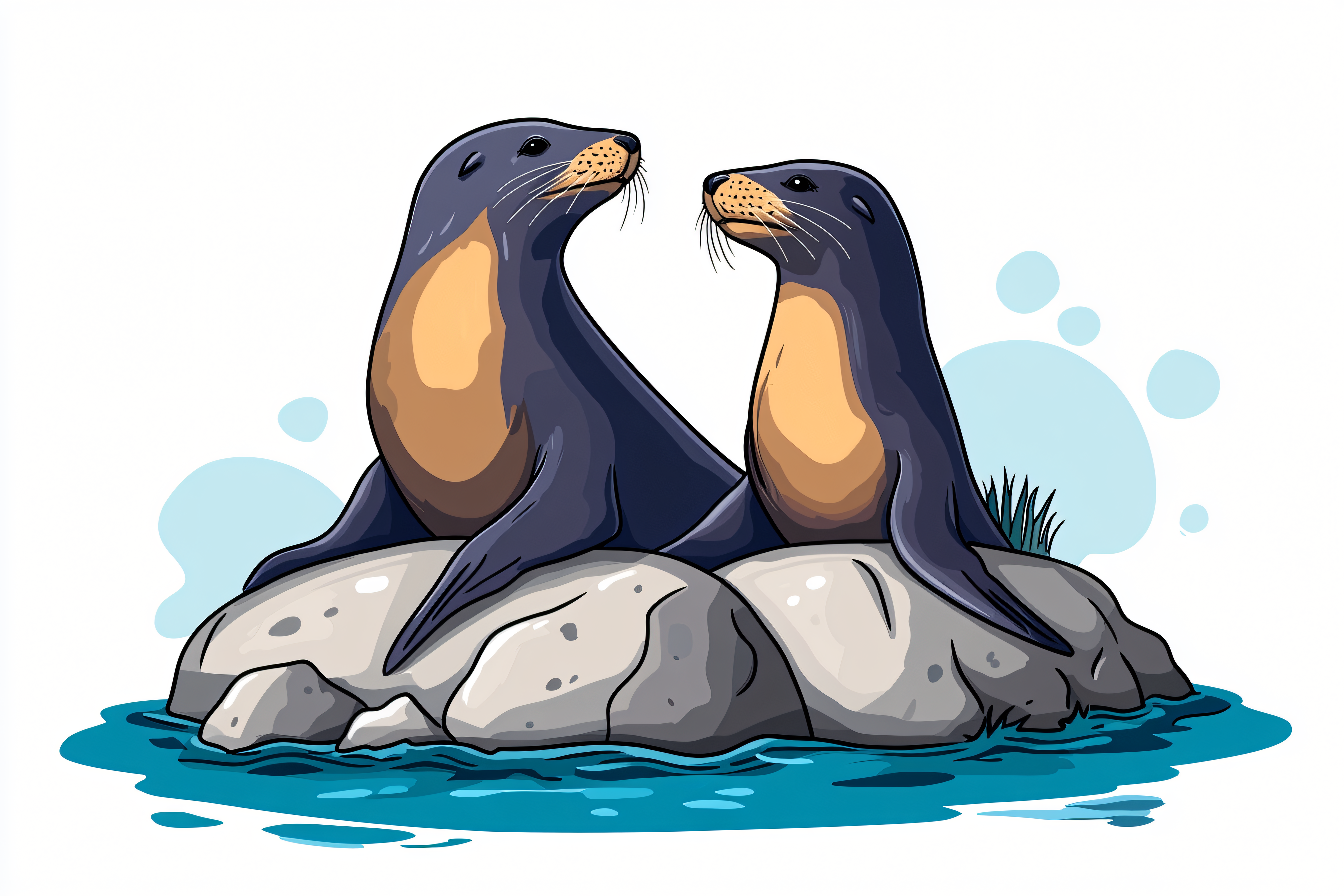 Two Seals On Rock
