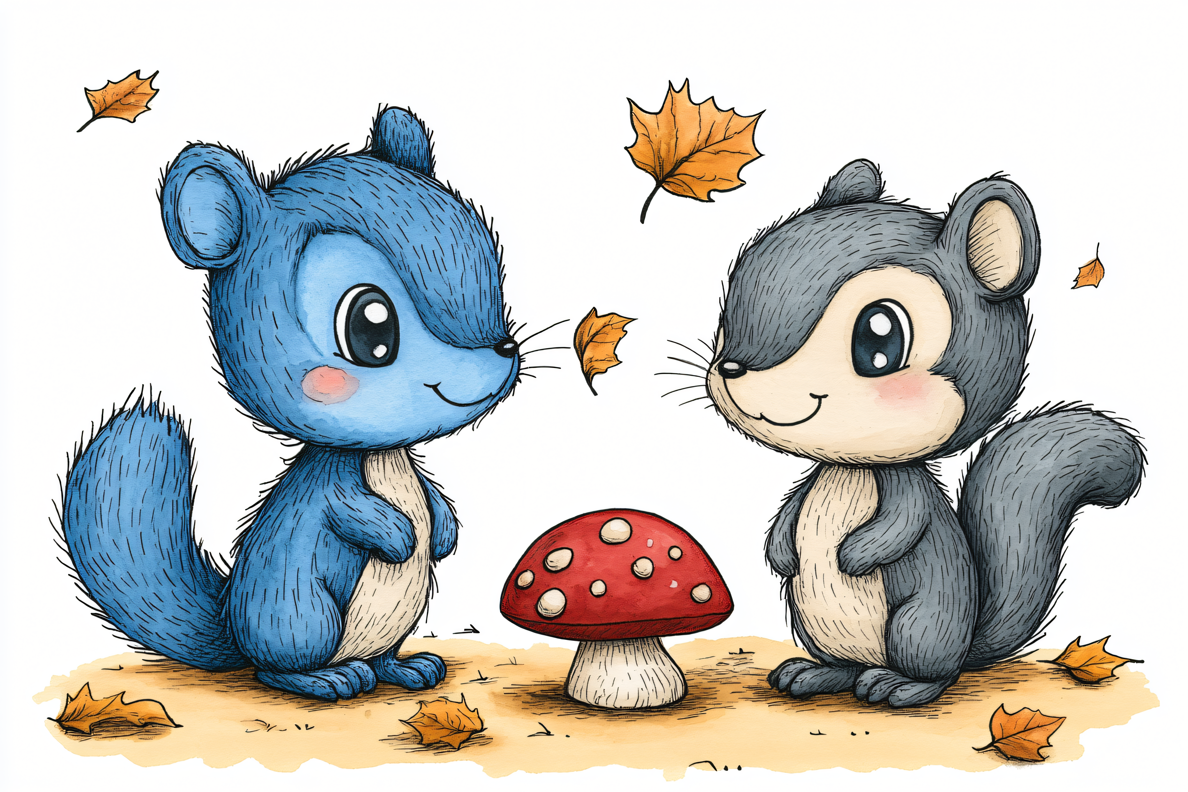Two Squirrels and a Mushroom