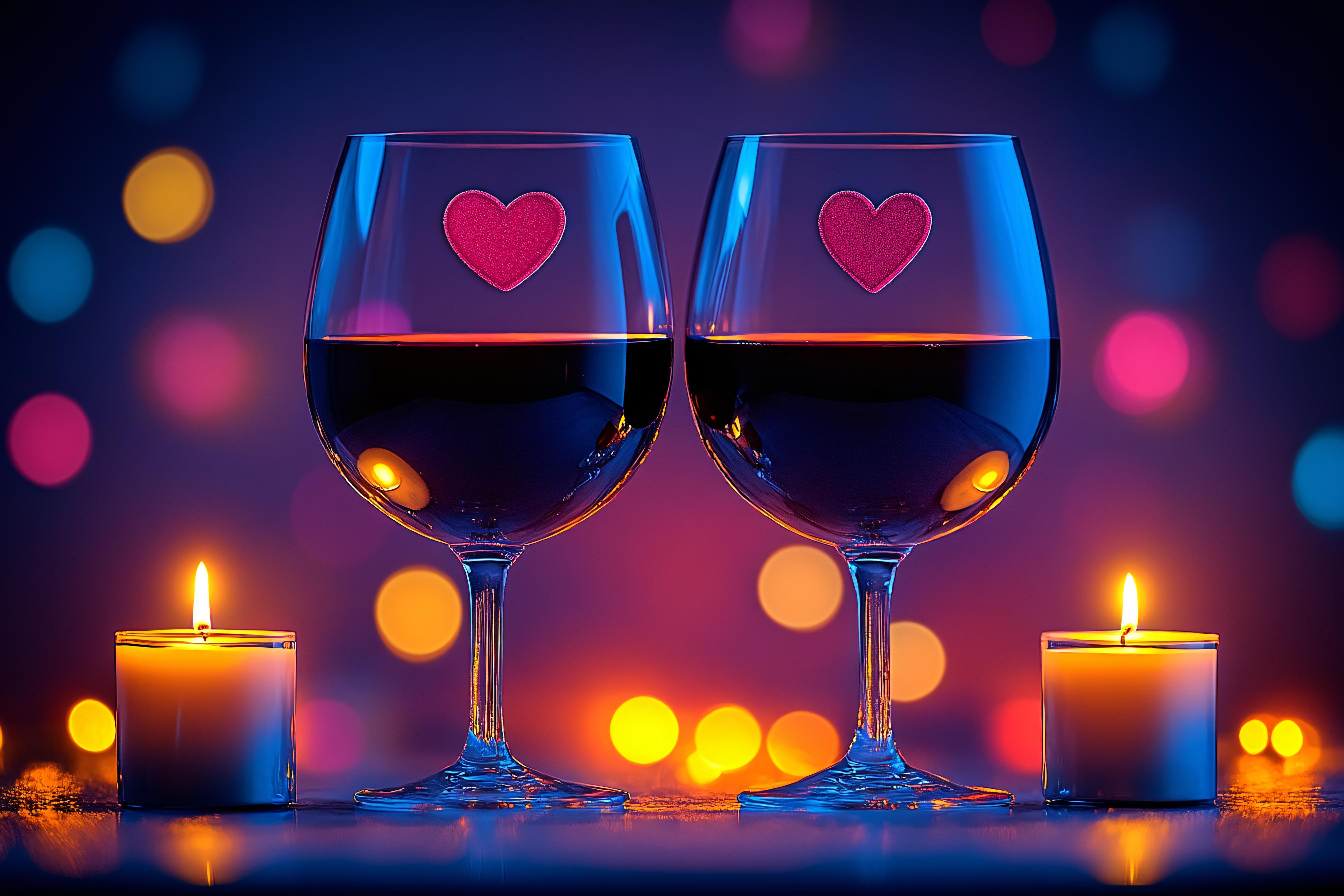 Two Wine Glasses With Hearts
