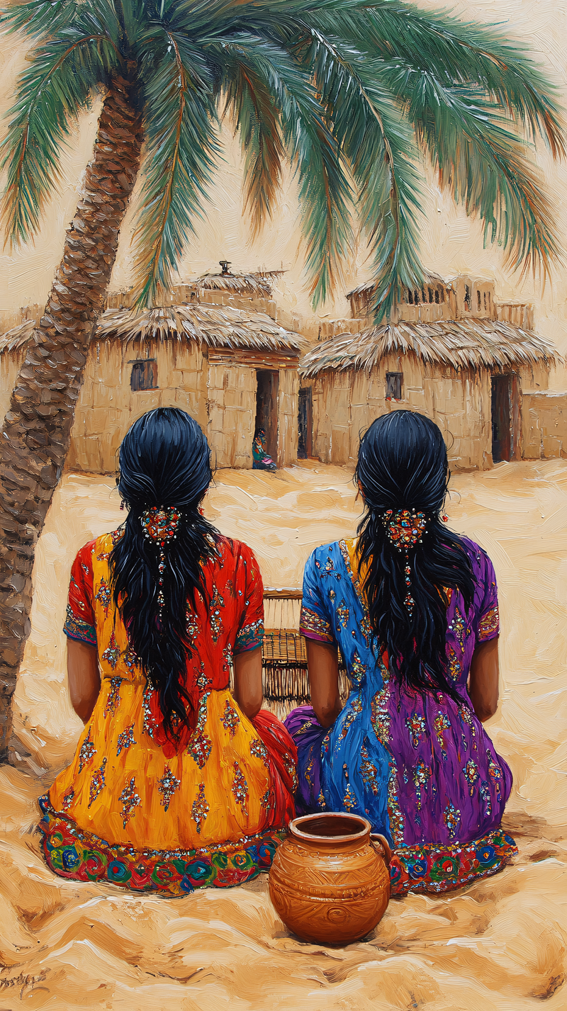 Two Women in Colorful Dresses