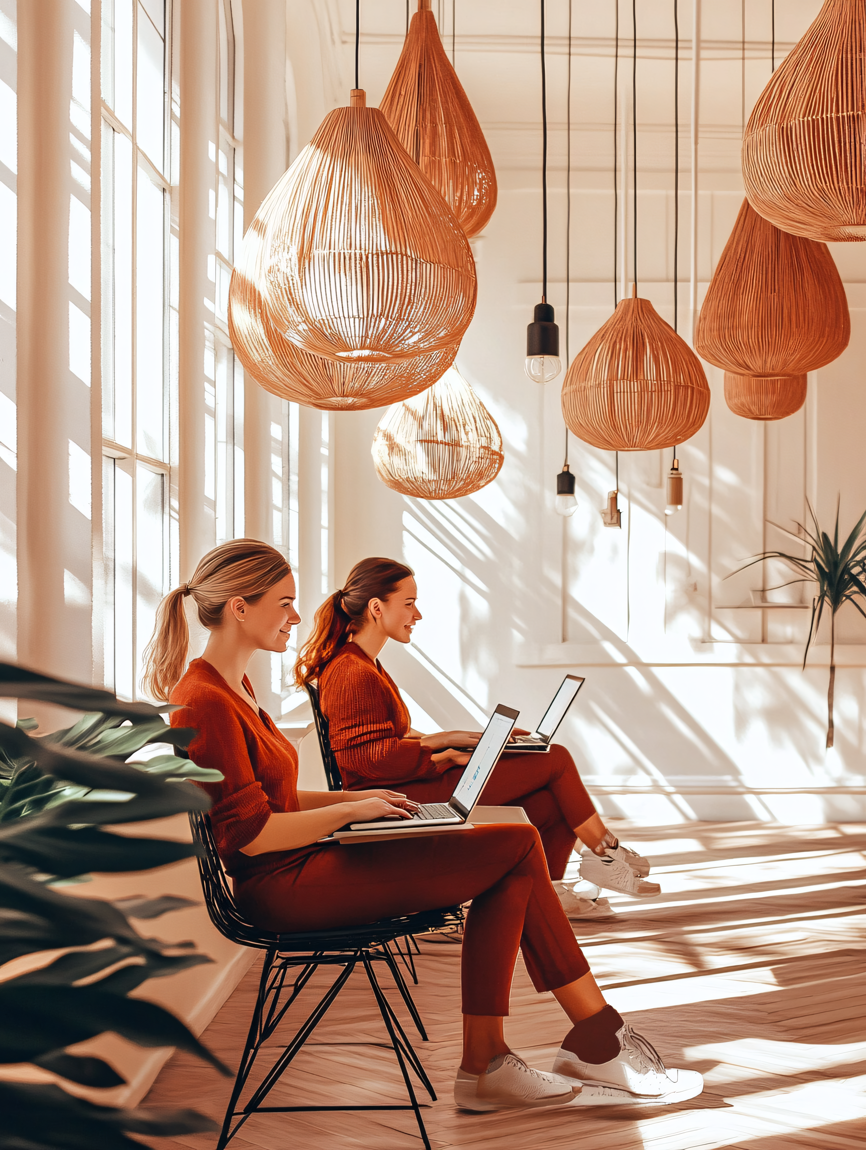 Two Women Working On Laptops