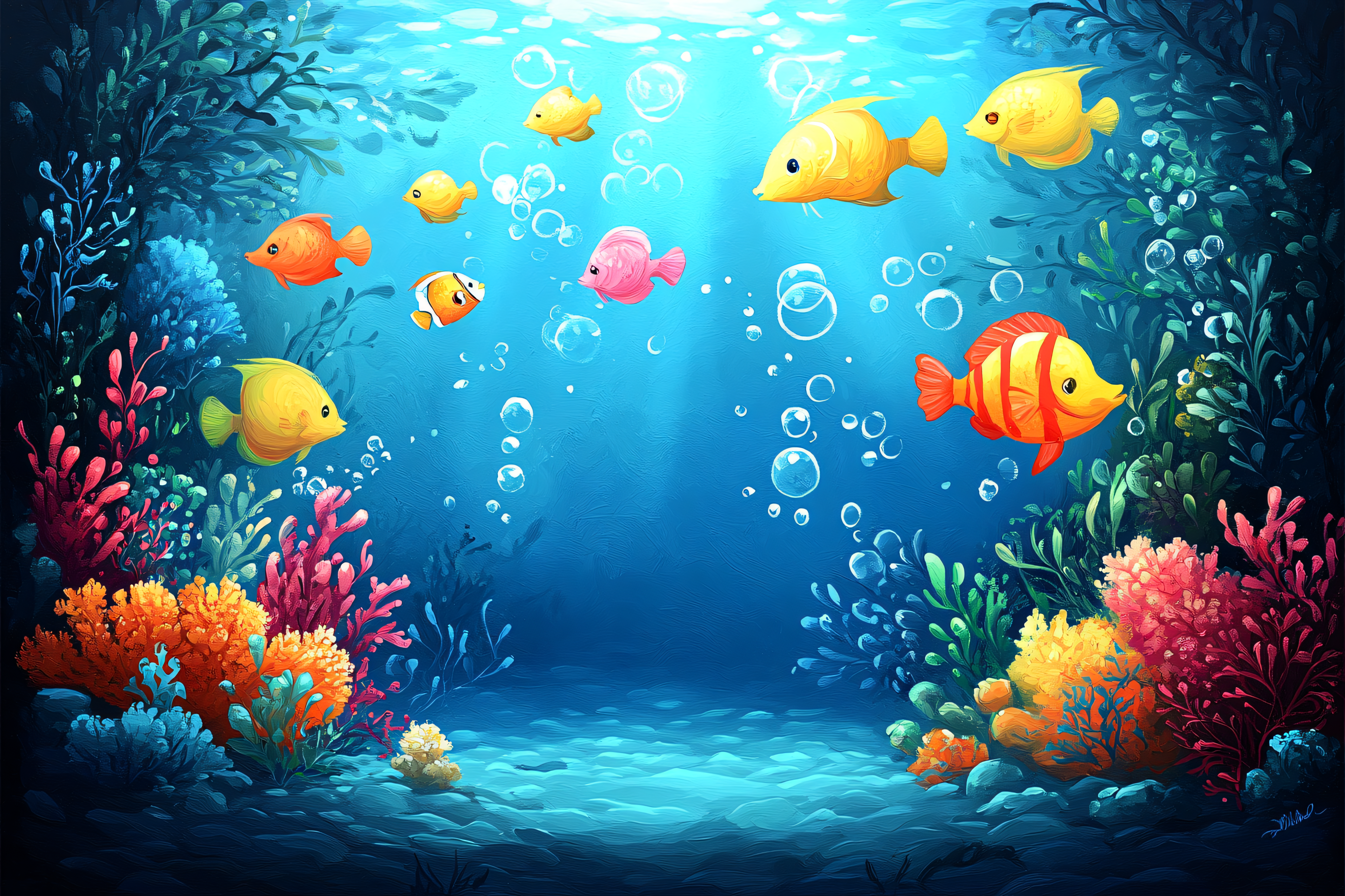 Underwater Scene with Colorful Fish