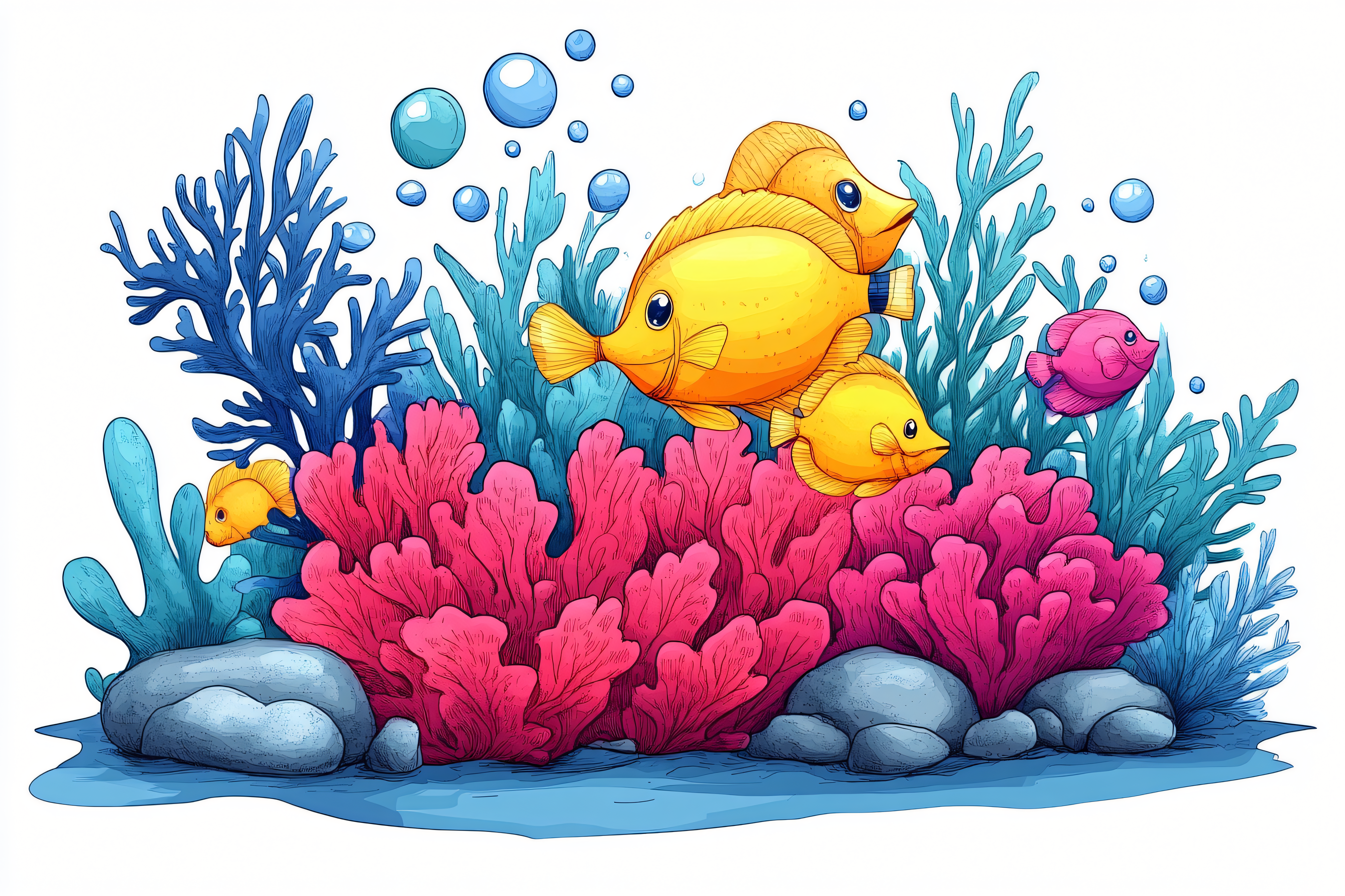 Underwater Scene With Fish And Coral