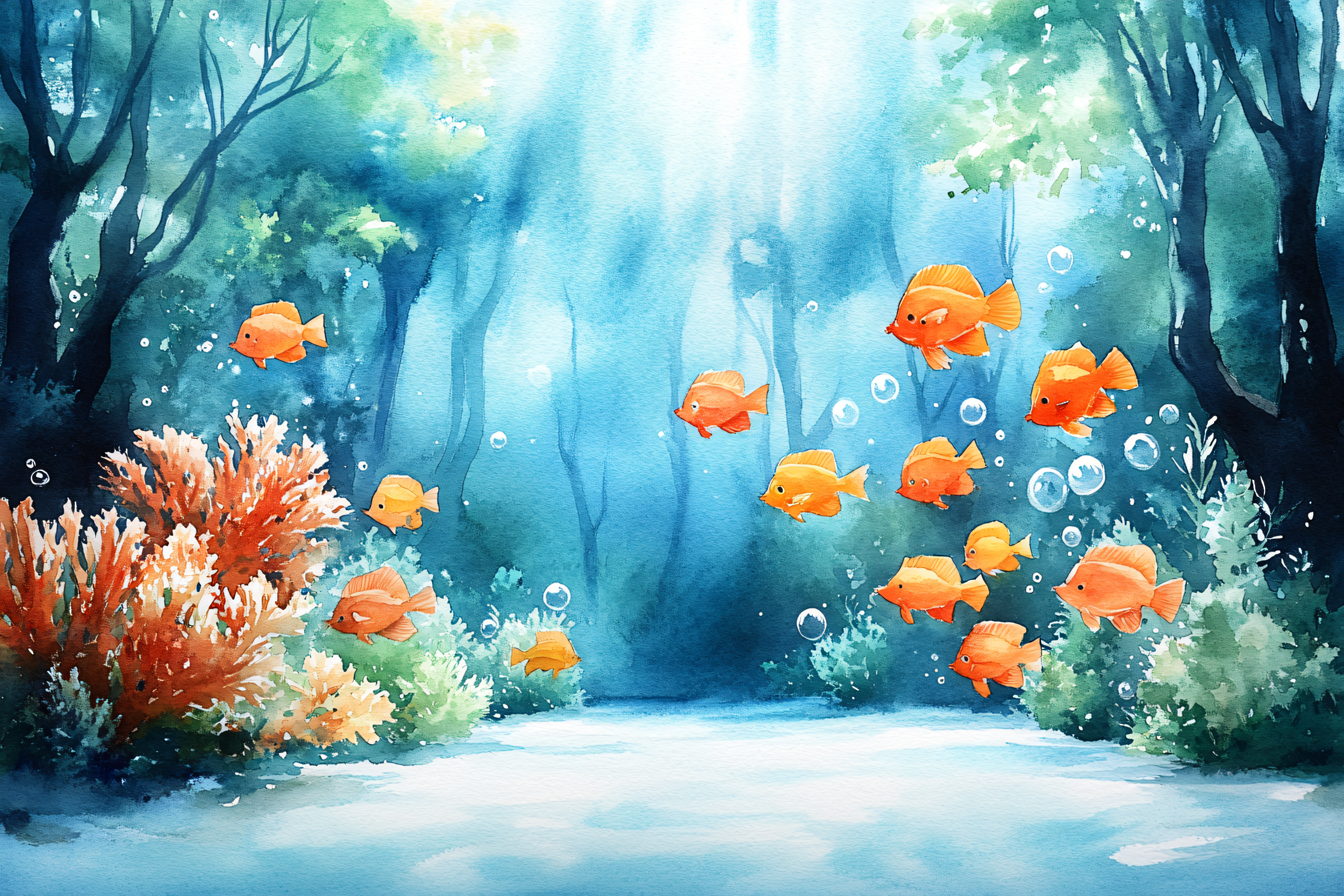 Underwater World with Orange Fish