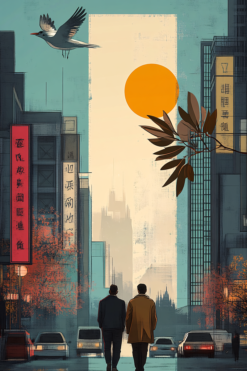 Urban Stroll Under Sunny Skies