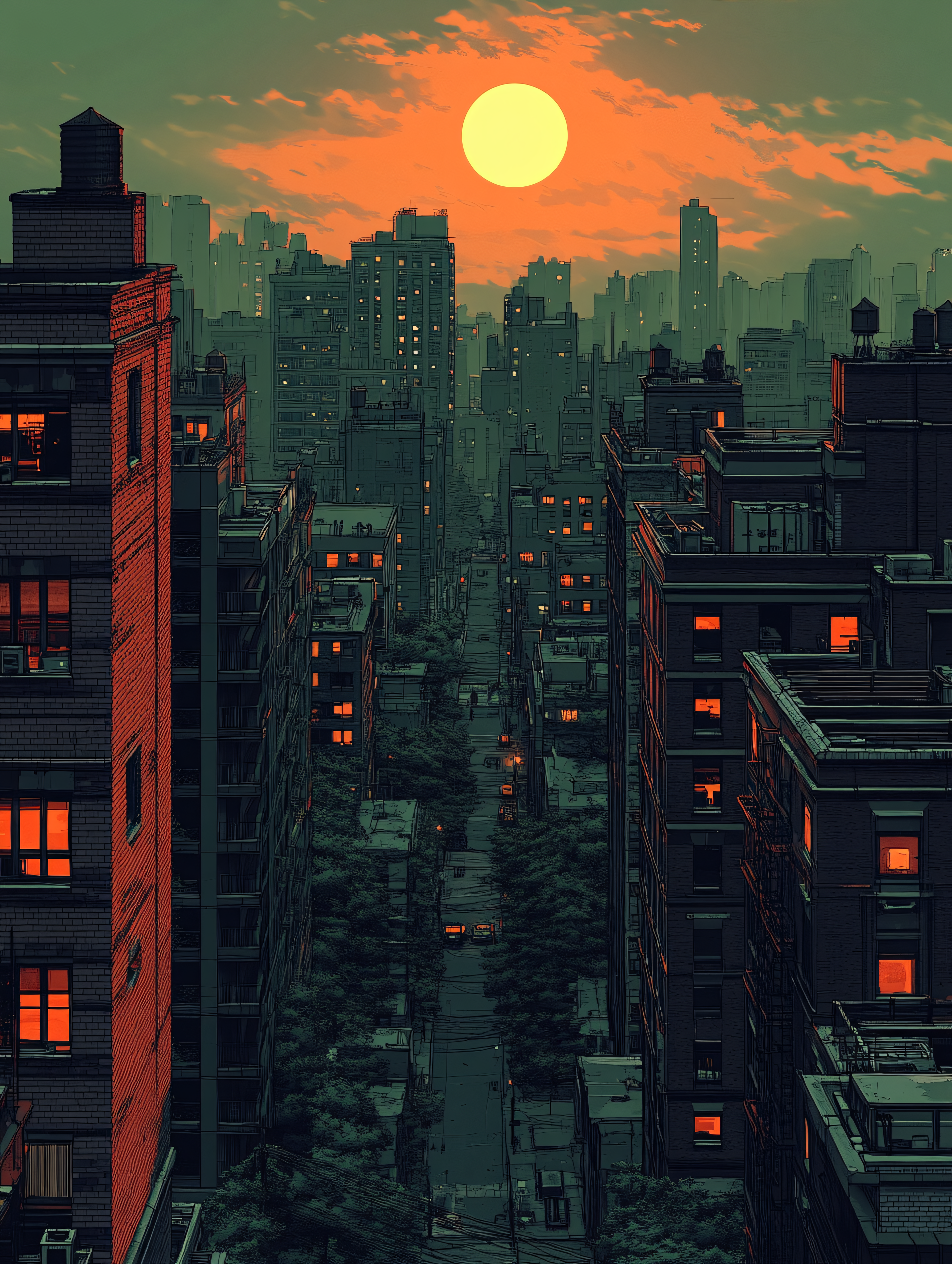 Urban Sunset Cityscape