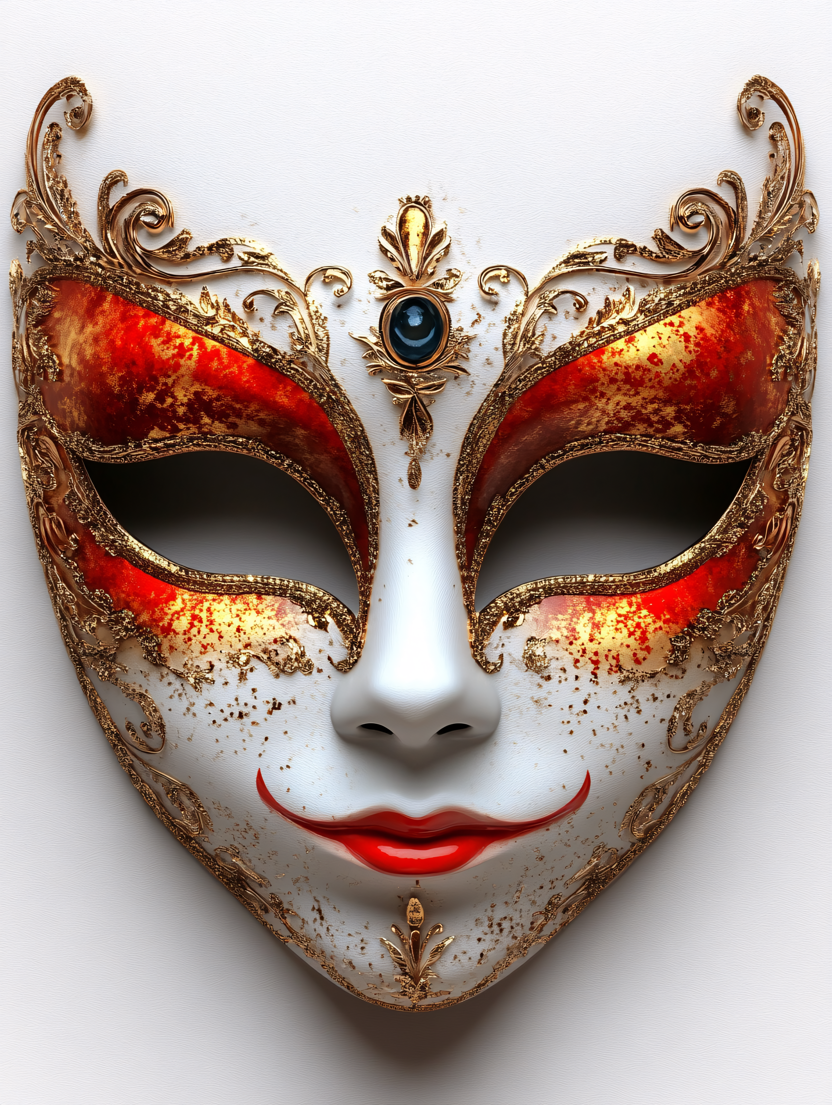 Venetian Carnival Mask with Gold Ornament