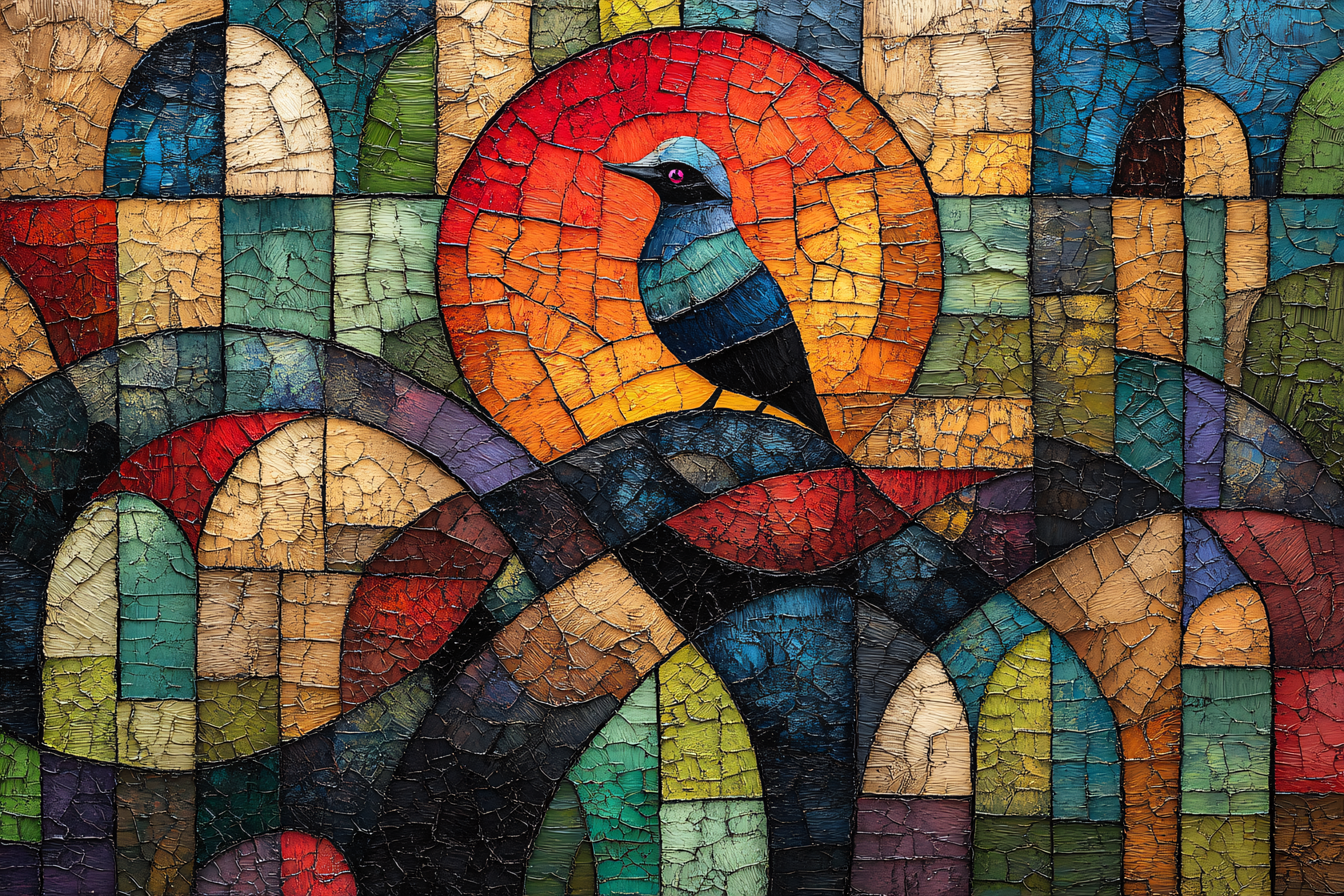 Vibrant Bird Mosaic