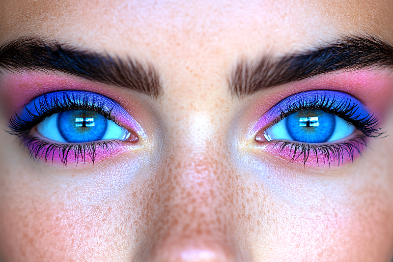 Vibrant Blue Eyes with Bold Makeup