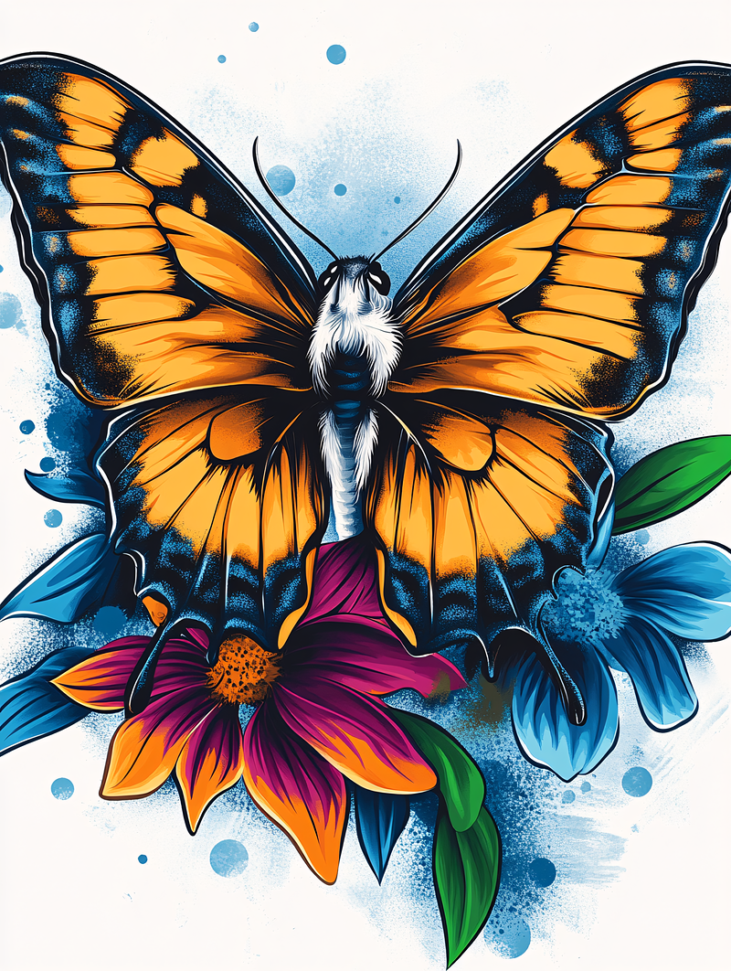 Vibrant Butterfly Floral Design