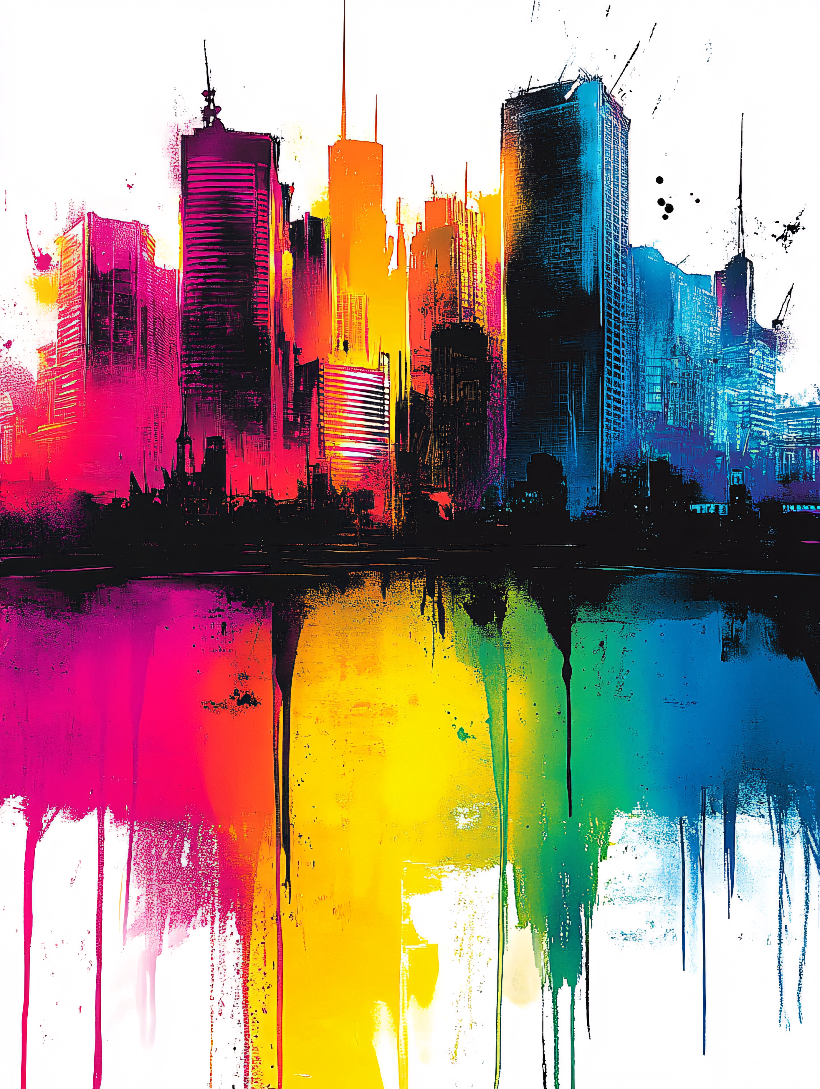 Vibrant Cityscape Reflection