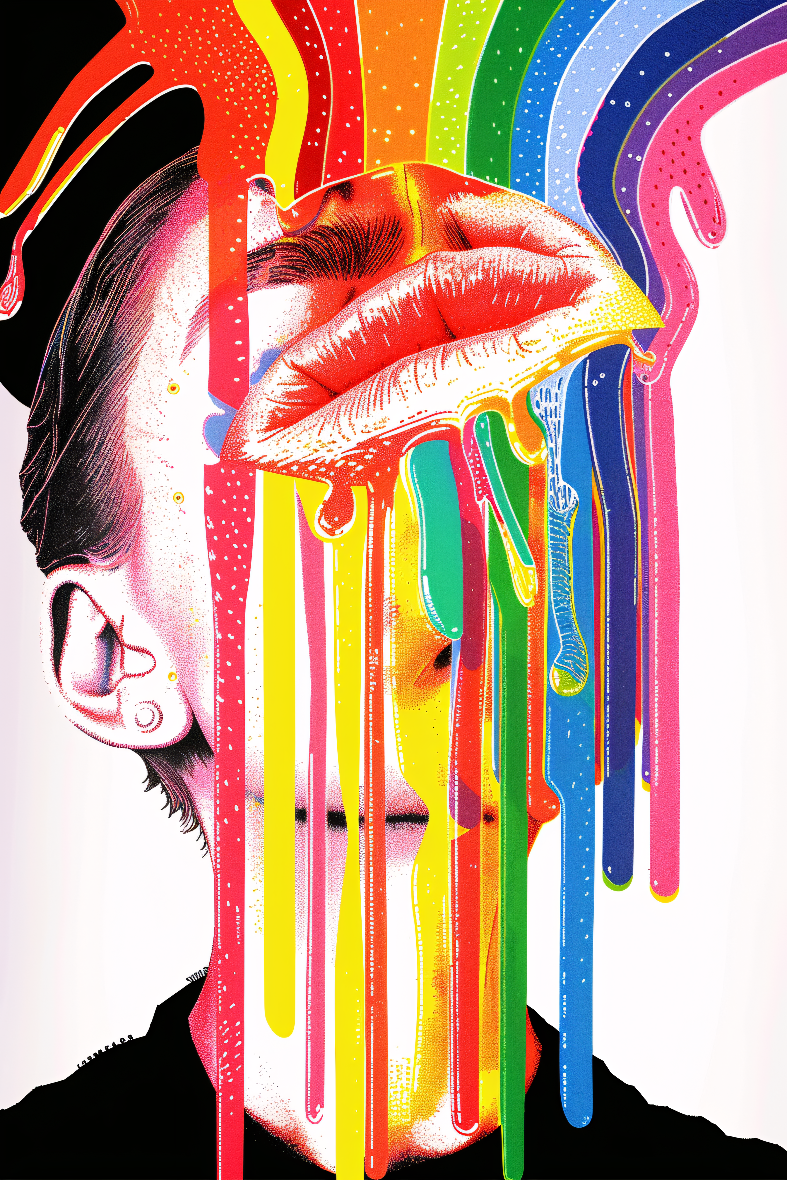 Vibrant Dripping Lips Portrait