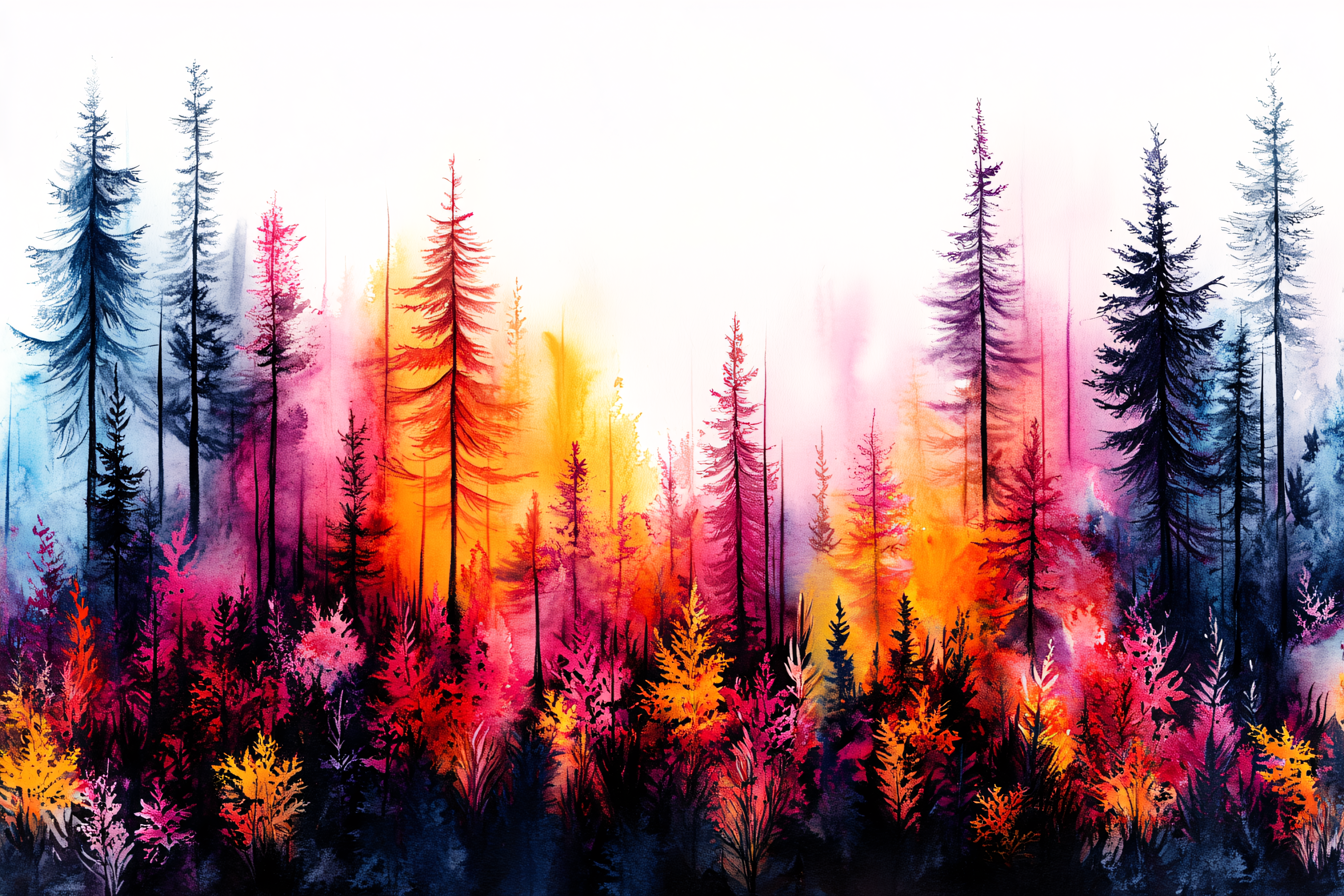 Vibrant Forest Watercolor