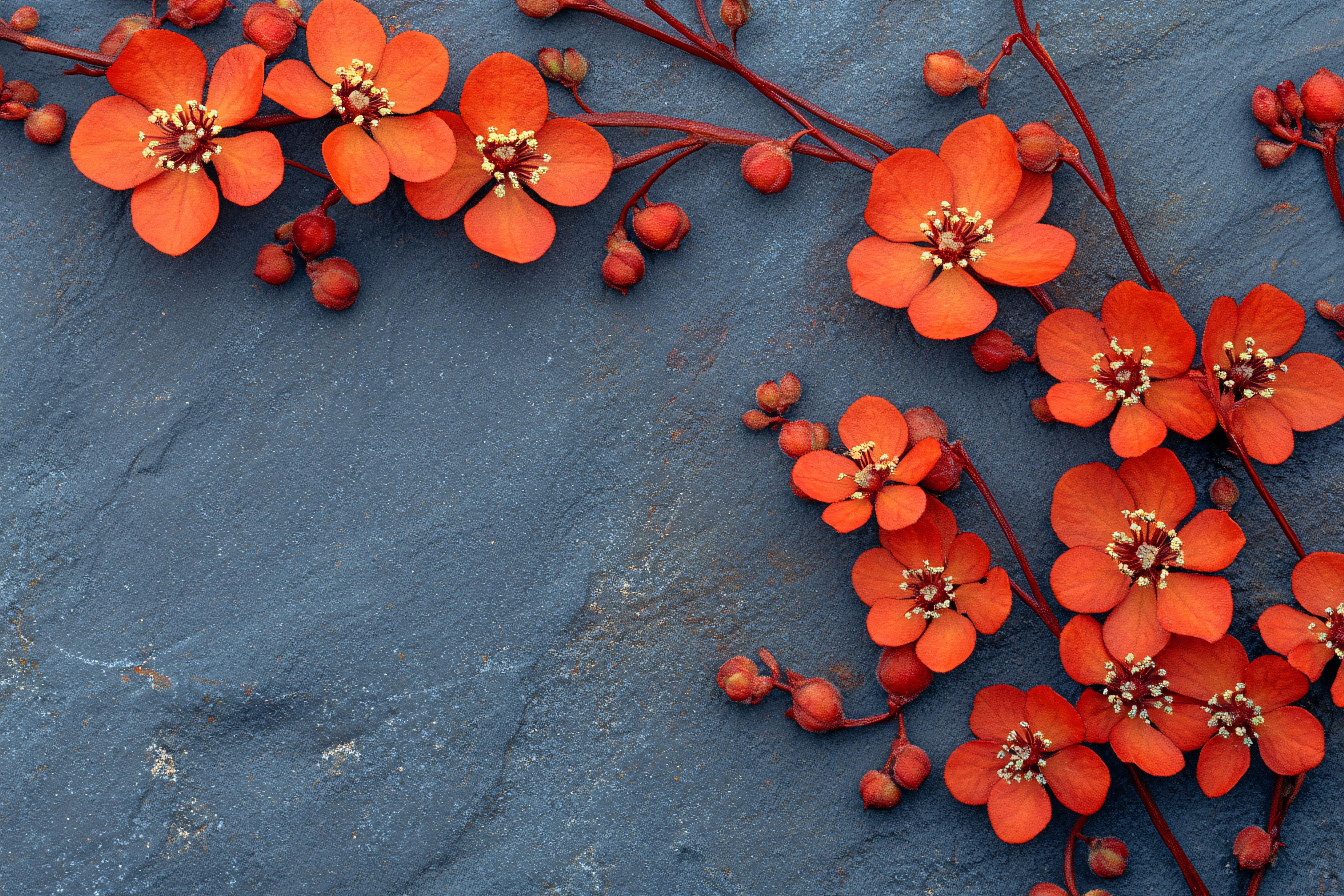 Vibrant Orange Flowers on Slate Background