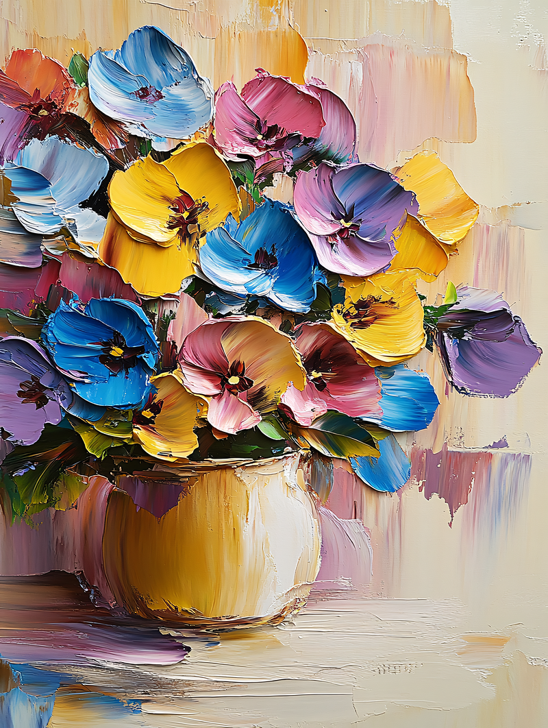 Vibrant Pansies in Vase