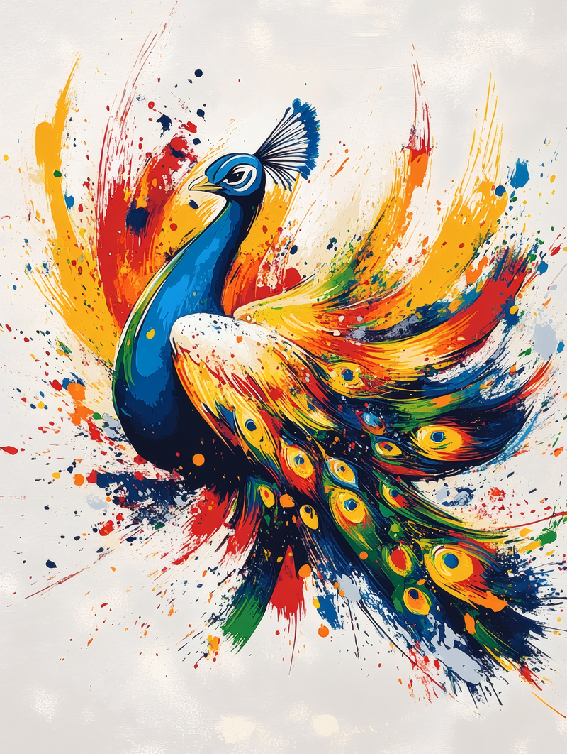 Vibrant Peacock Splatter