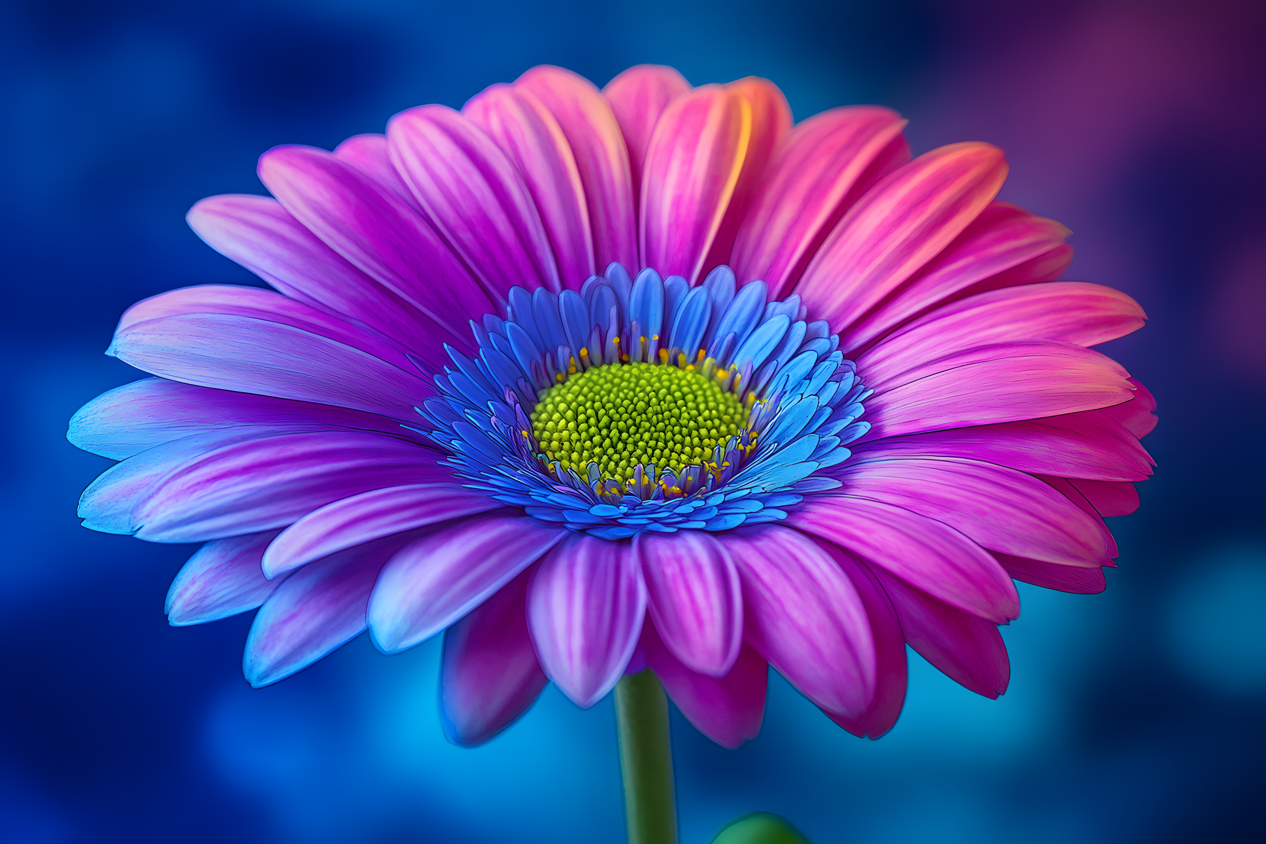 Vibrant Pink and Blue Gerbera Daisy
