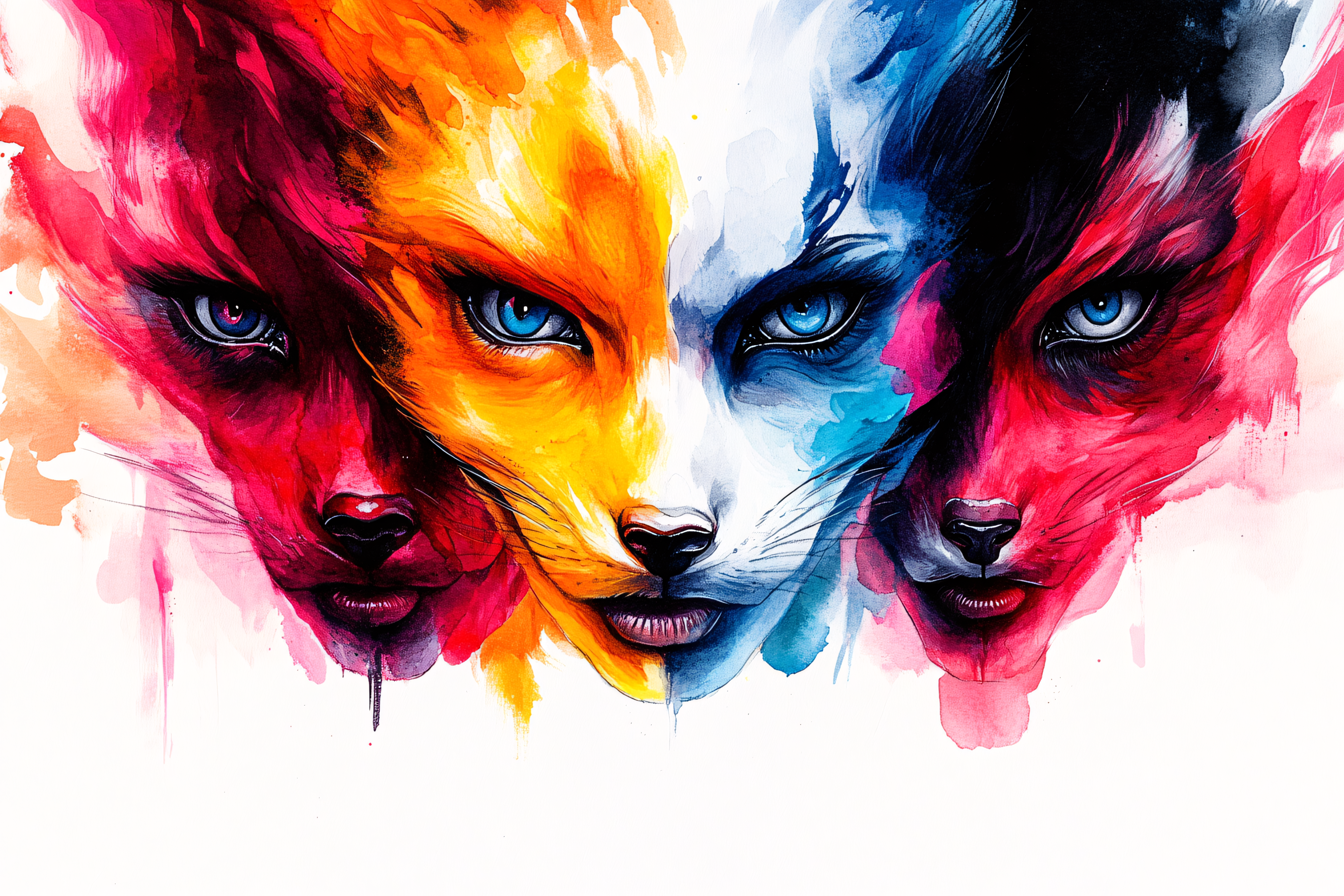 Vibrant Watercolor Cats