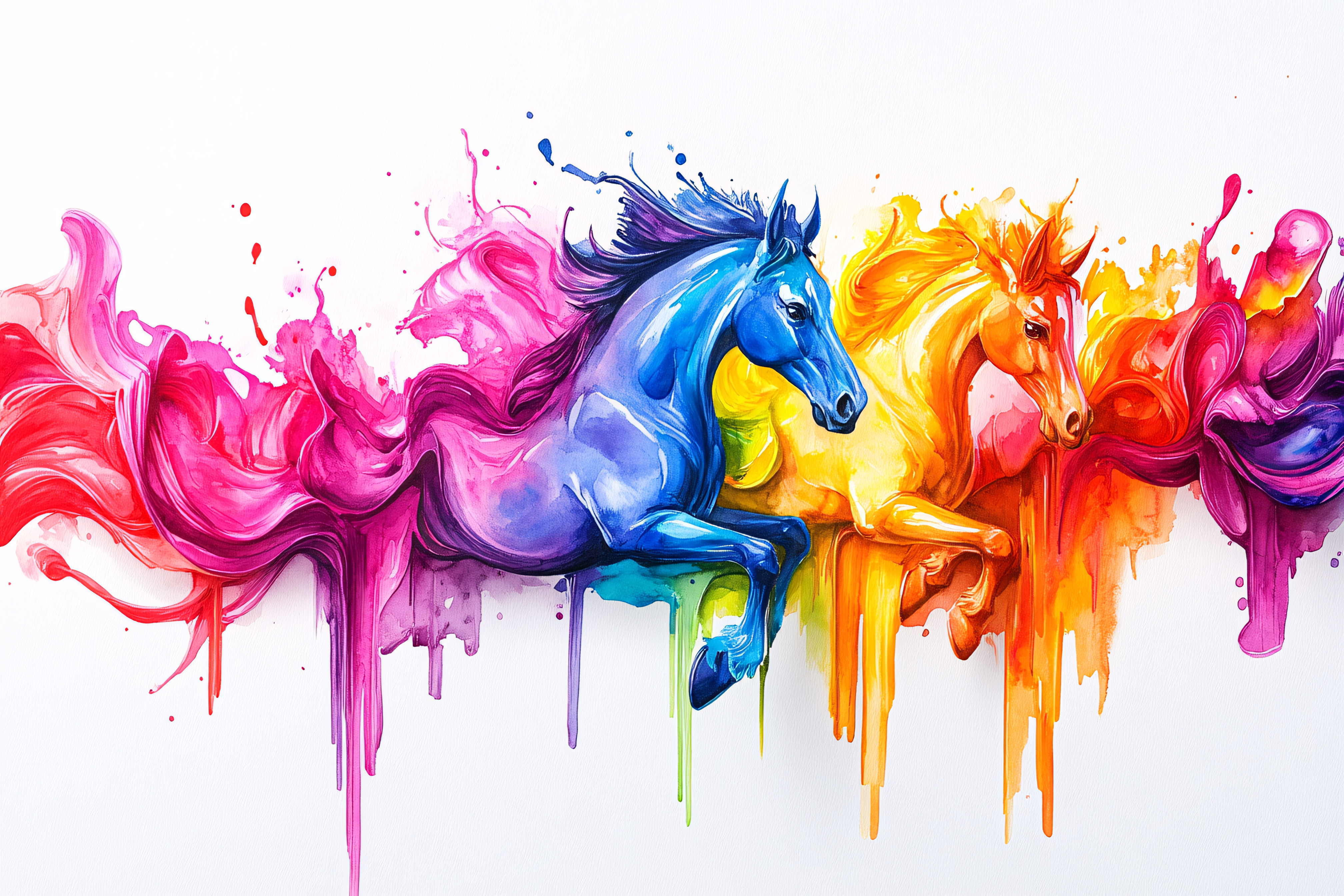 Vibrant Watercolor Horses
