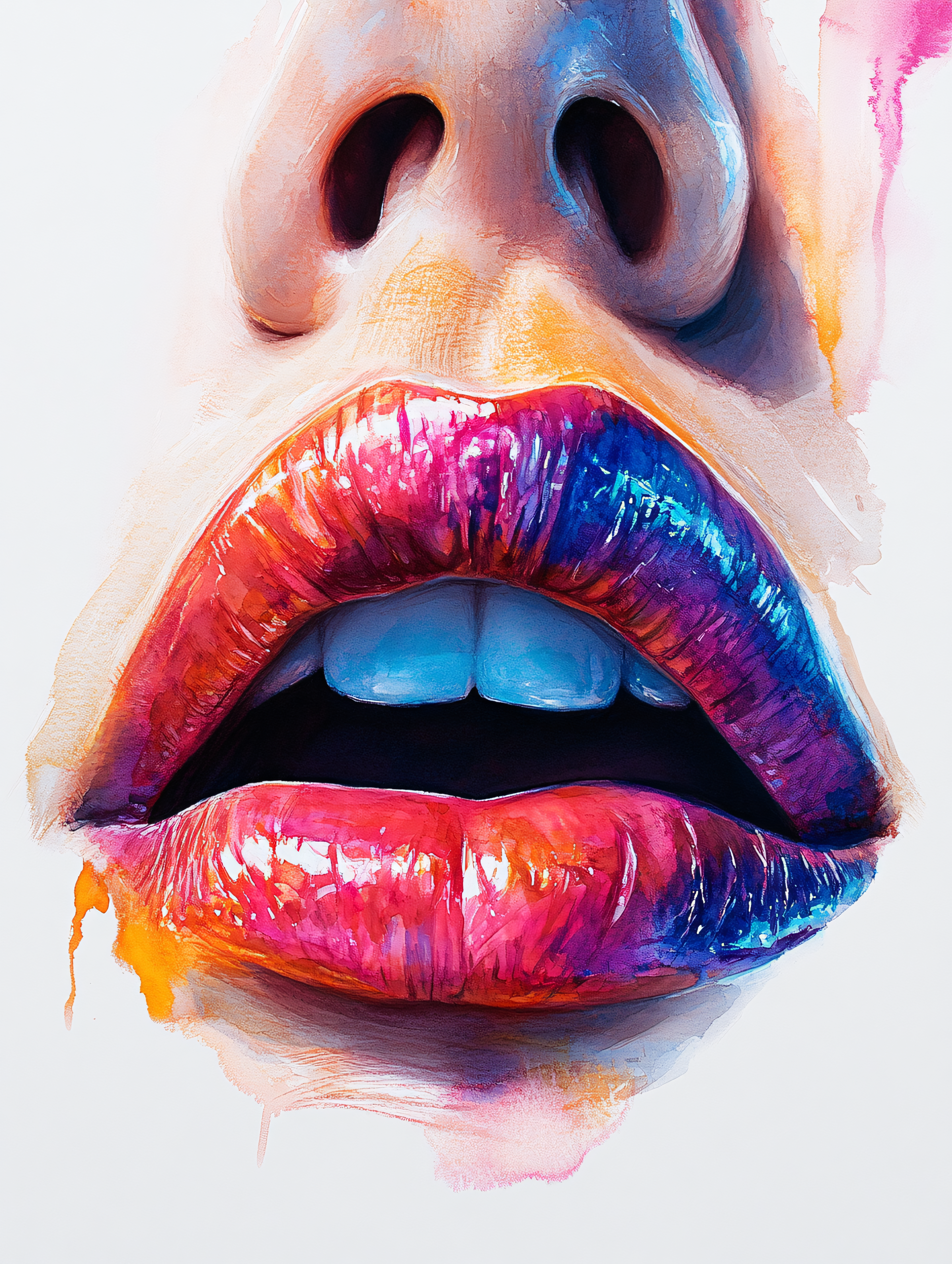 Vibrant Watercolor Lips