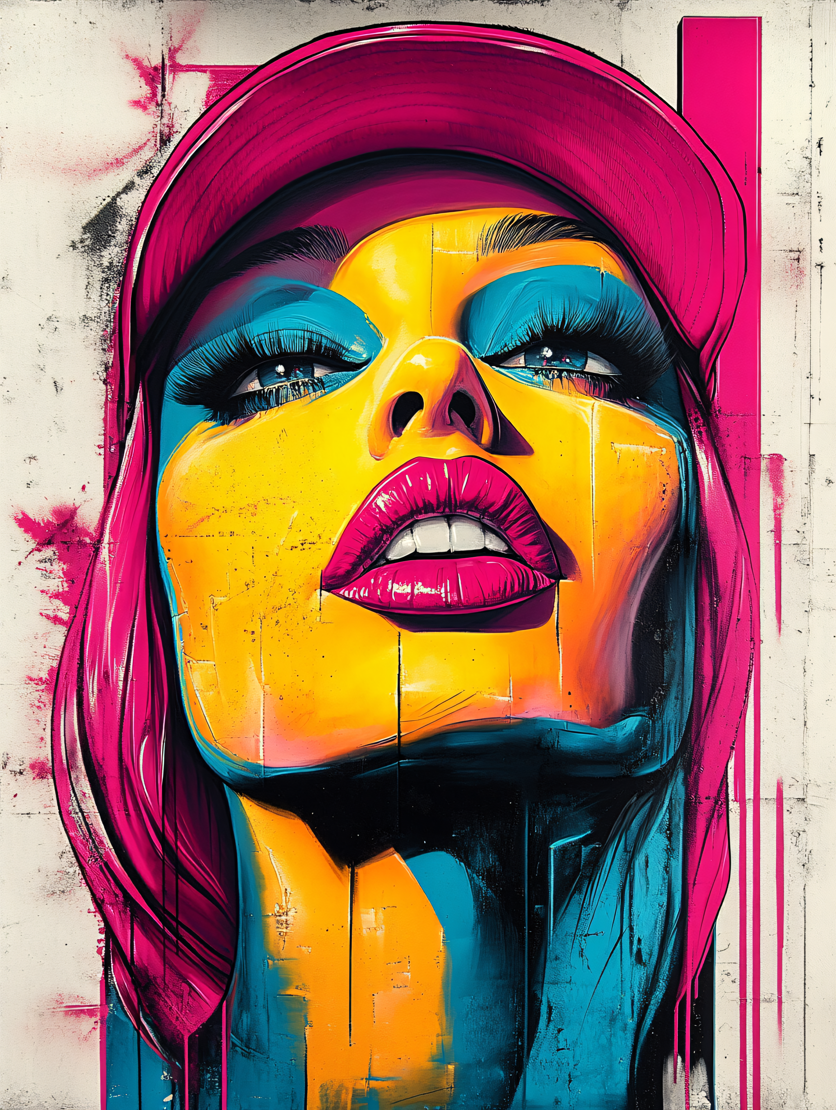 Vibrant Woman Portrait Street Art Style