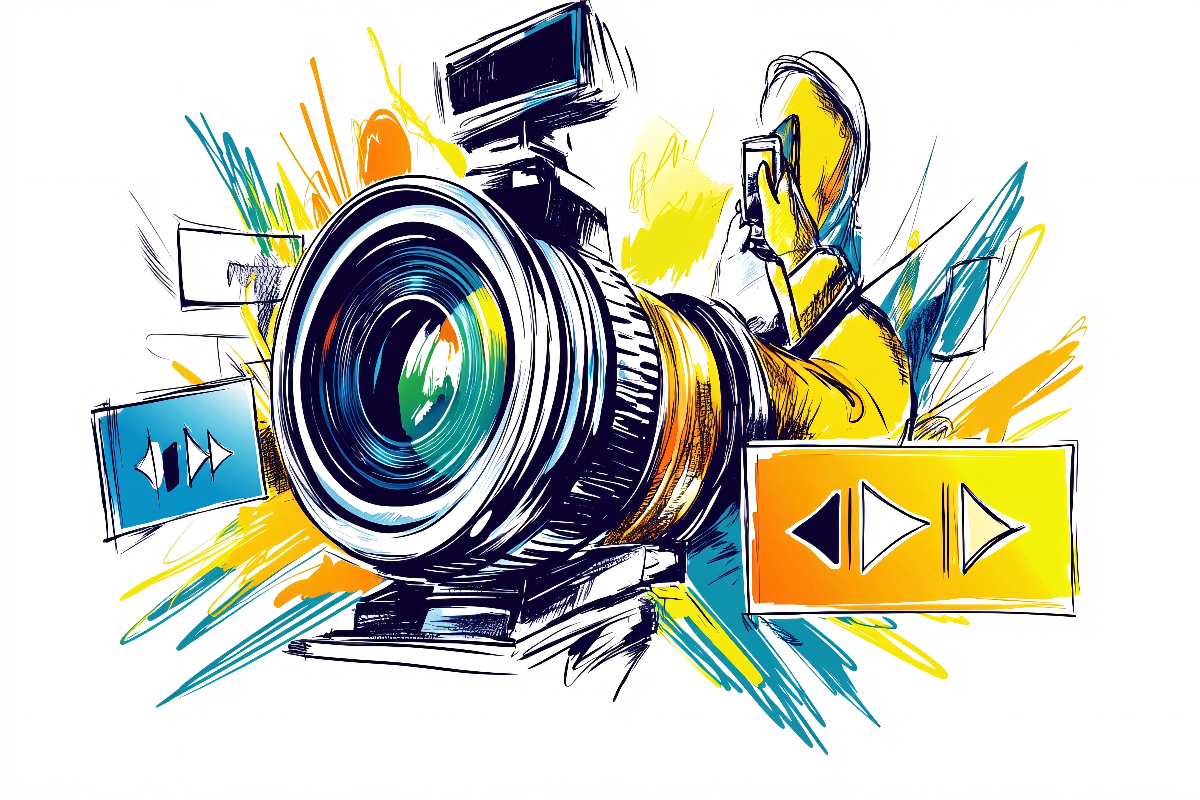 Videographer with Camera Illustration