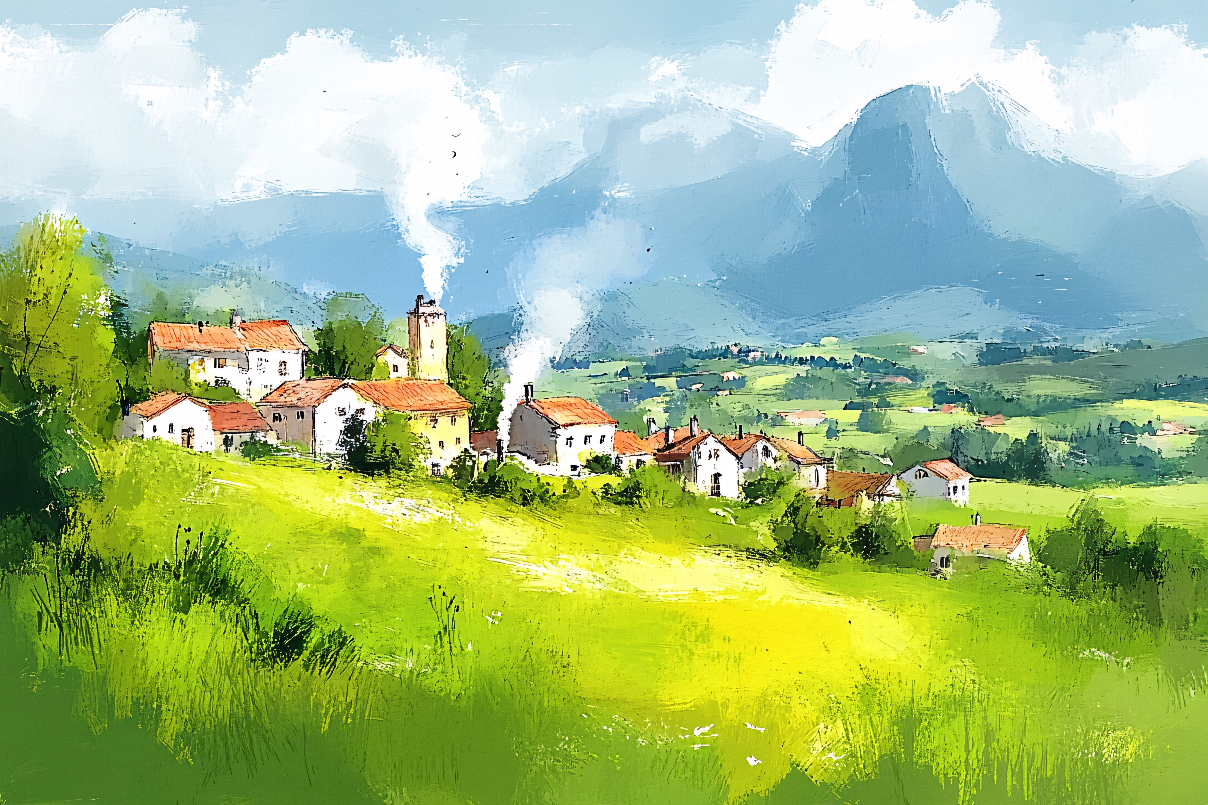 Village In A Green Valley