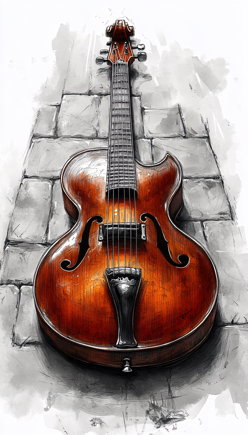 Vintage Archtop Guitar Sketch