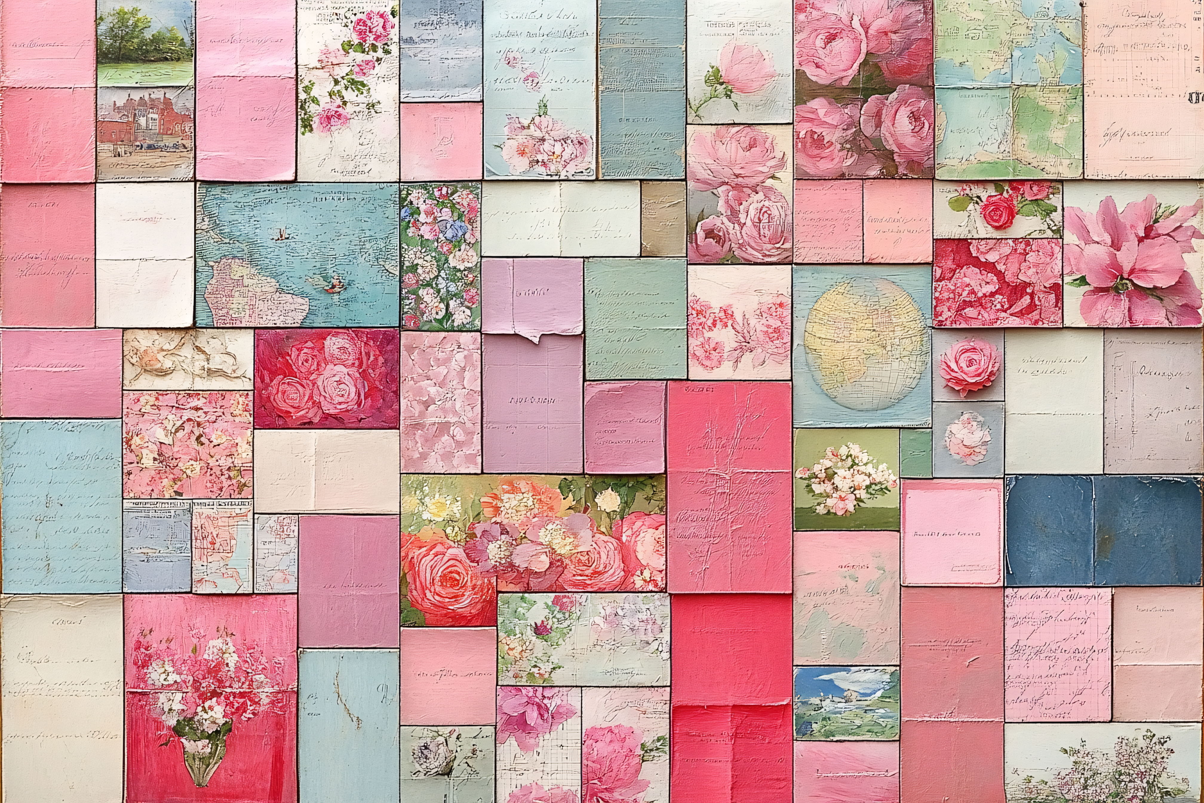 Vintage Floral and Map Collage