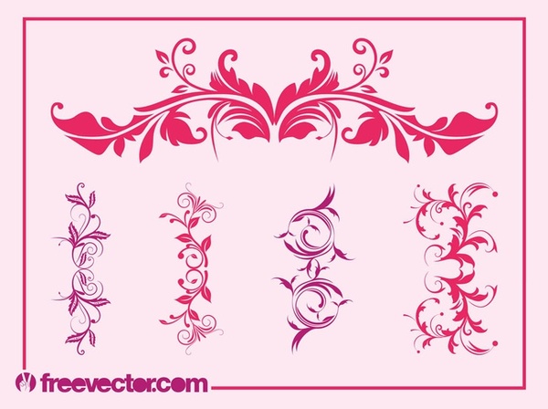 Vintage Floral Ornaments Set Free Vector