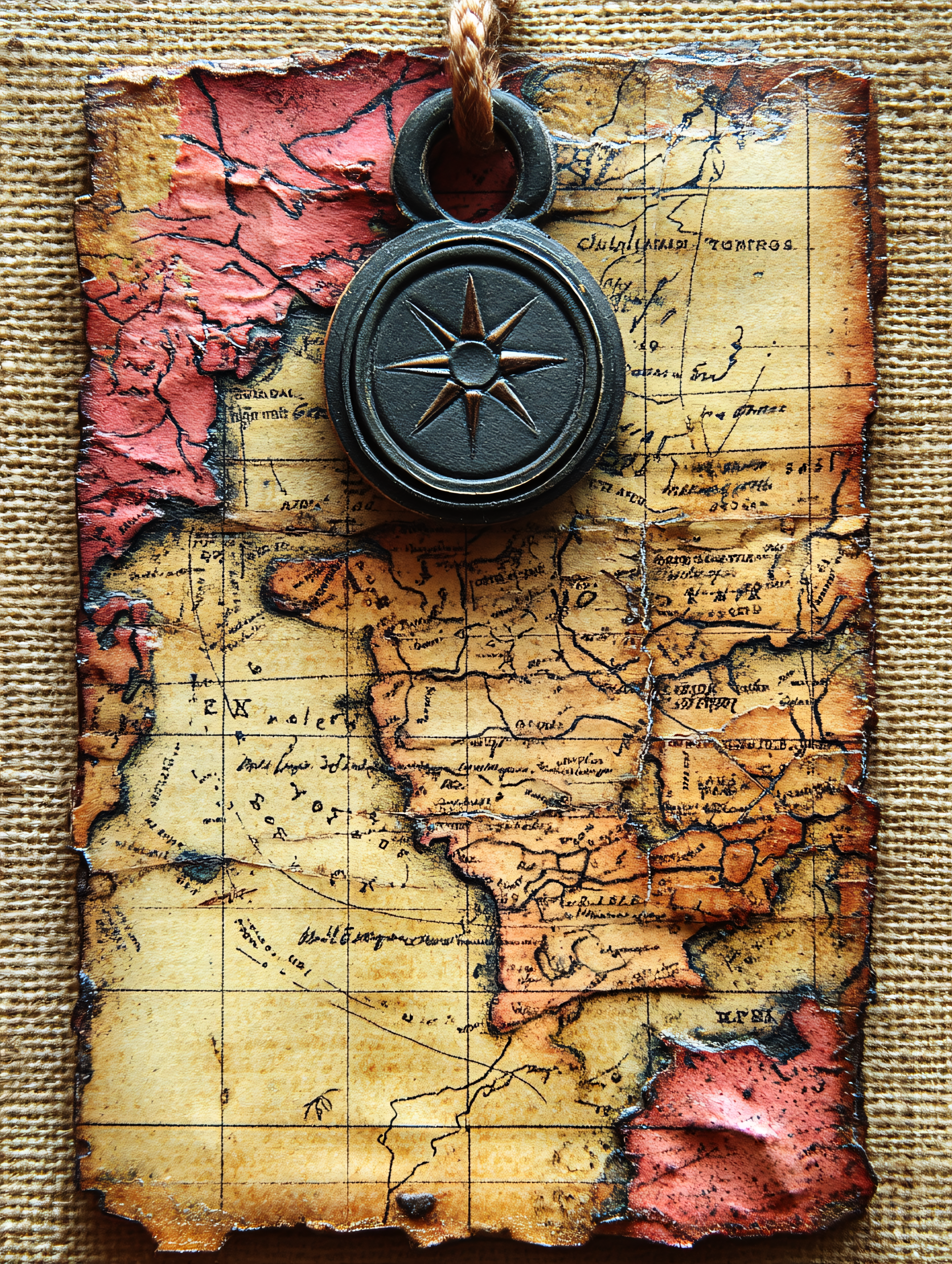 Vintage Map and Compass Pendant