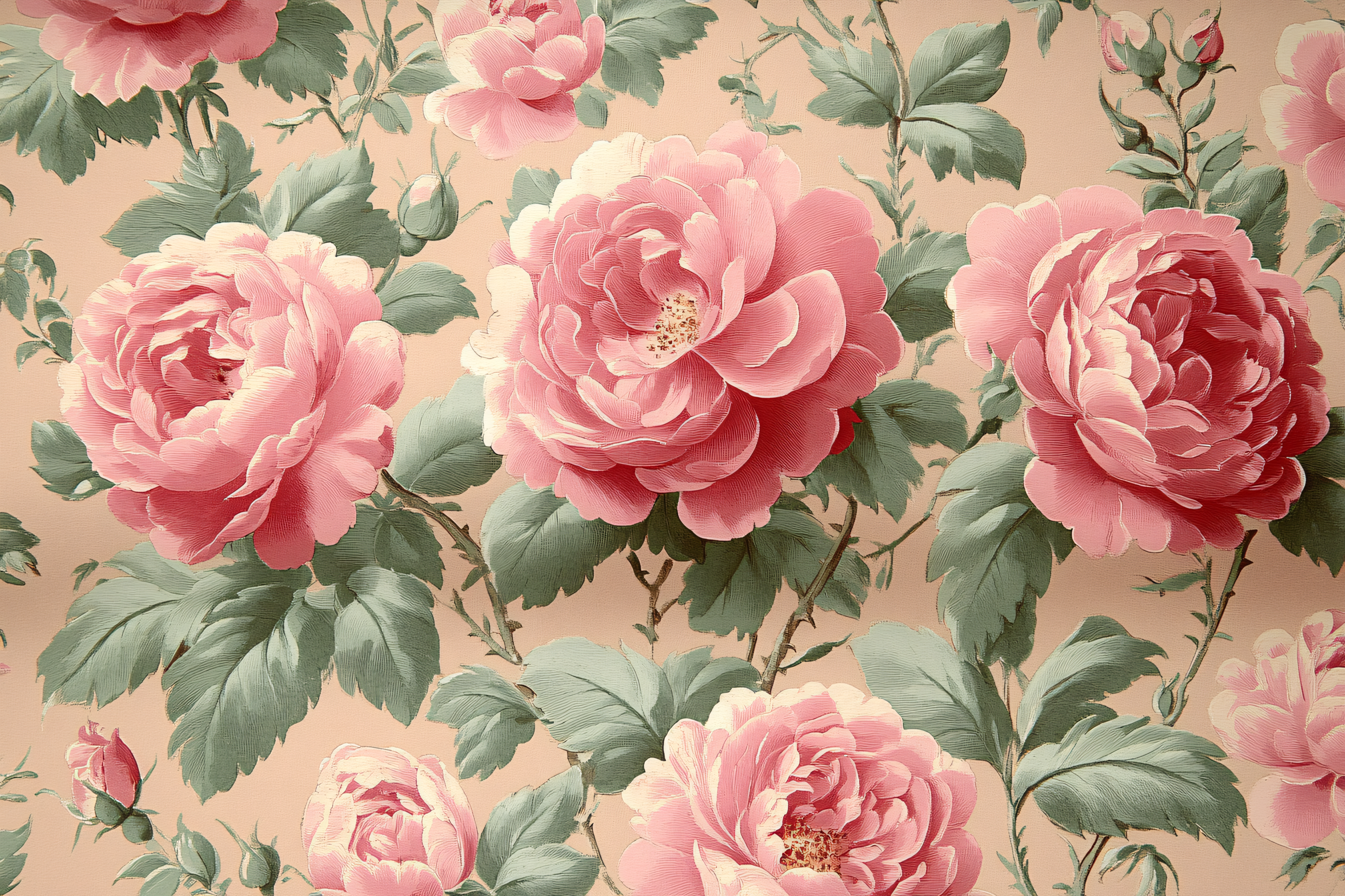 Vintage Pink Roses Floral Pattern