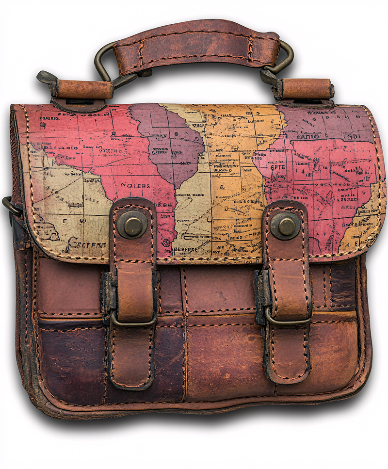 Vintage World Map Leather Satchel