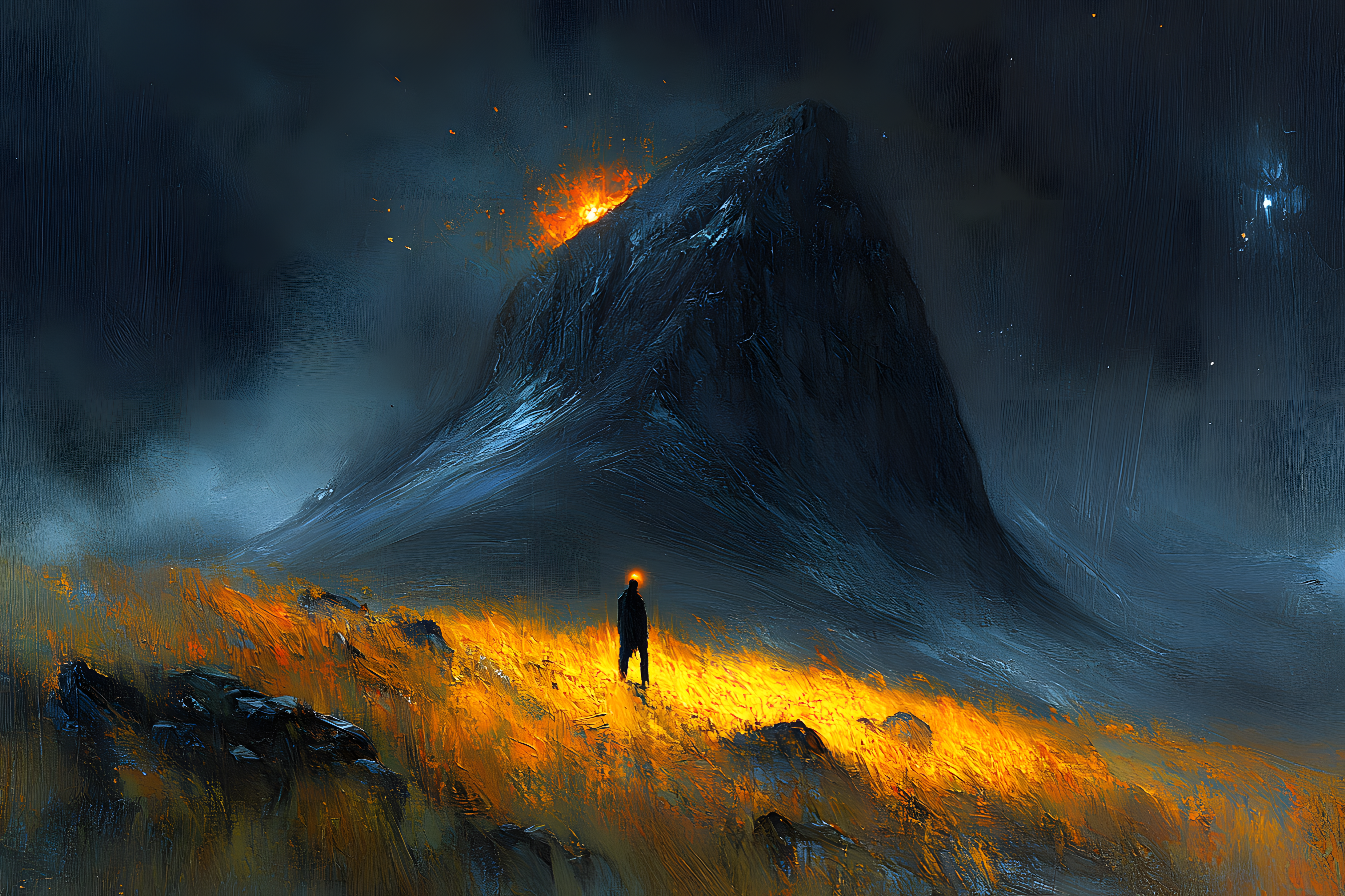 Volcanic Ember and Solitary Wanderer